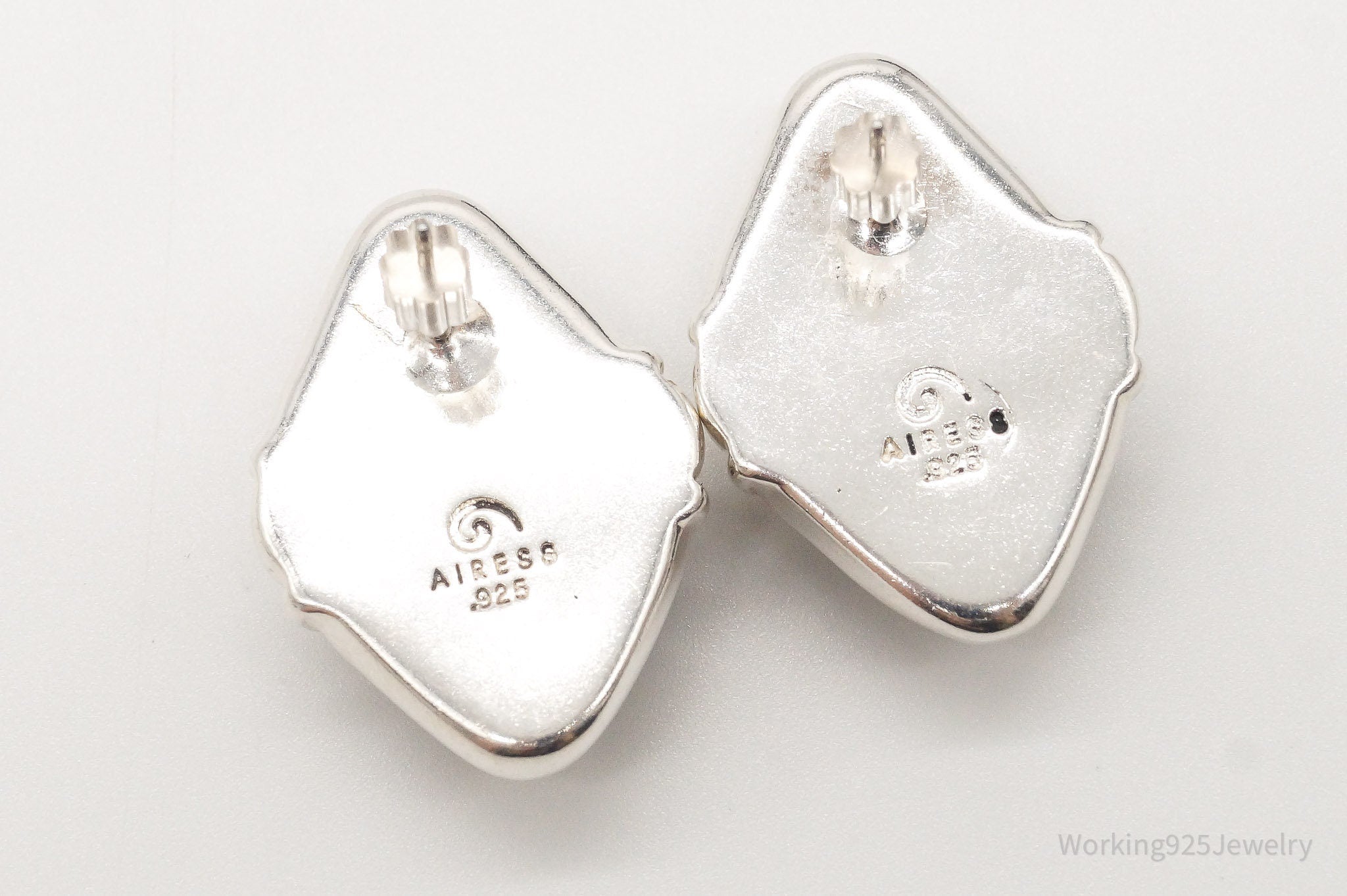 Vintage Designer Airess Mid Century Contemporary Sterling Silver Earrings