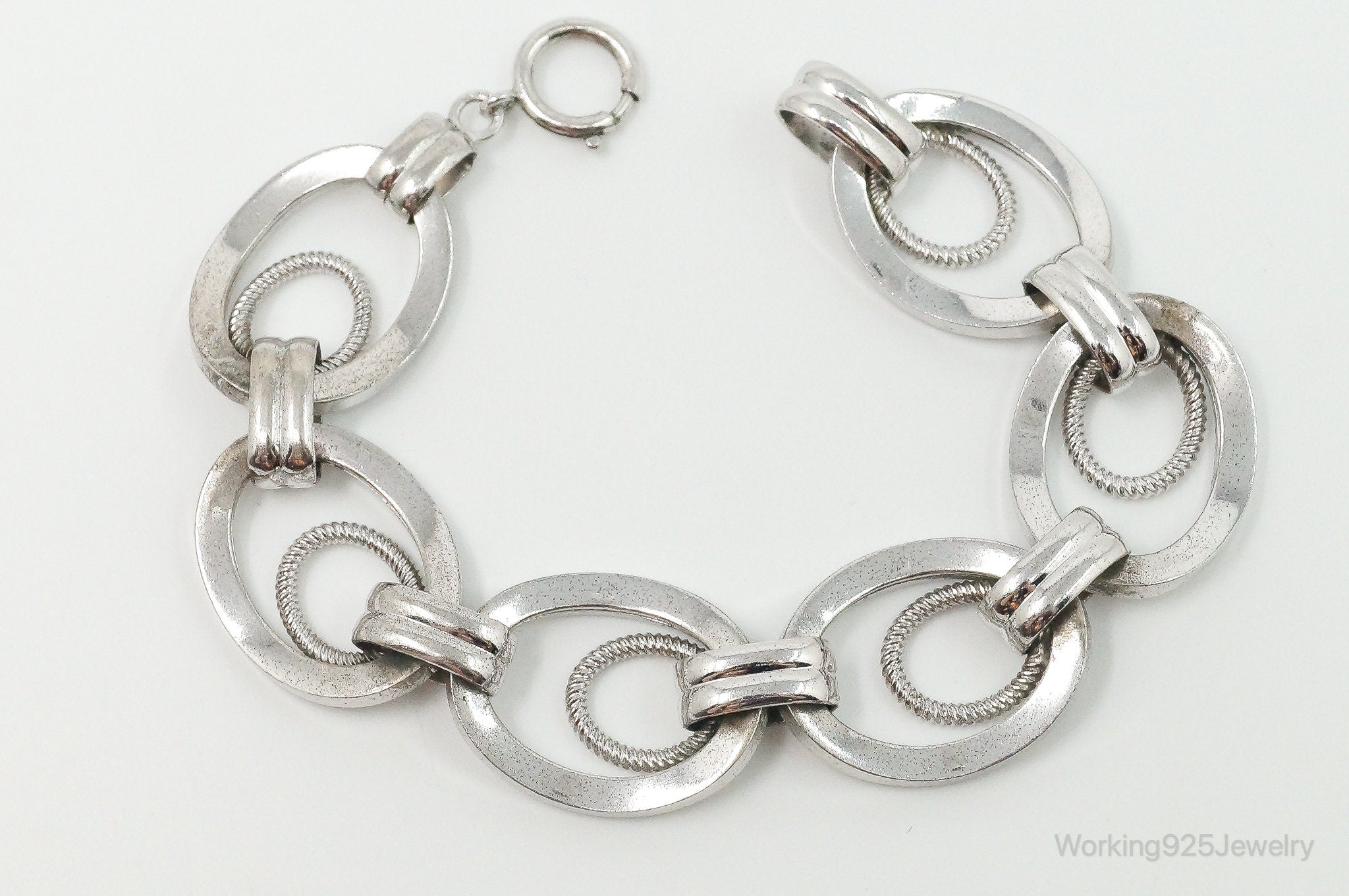 Antique FCC Art Deco Sterling Silver Large Link Chain Bracelet