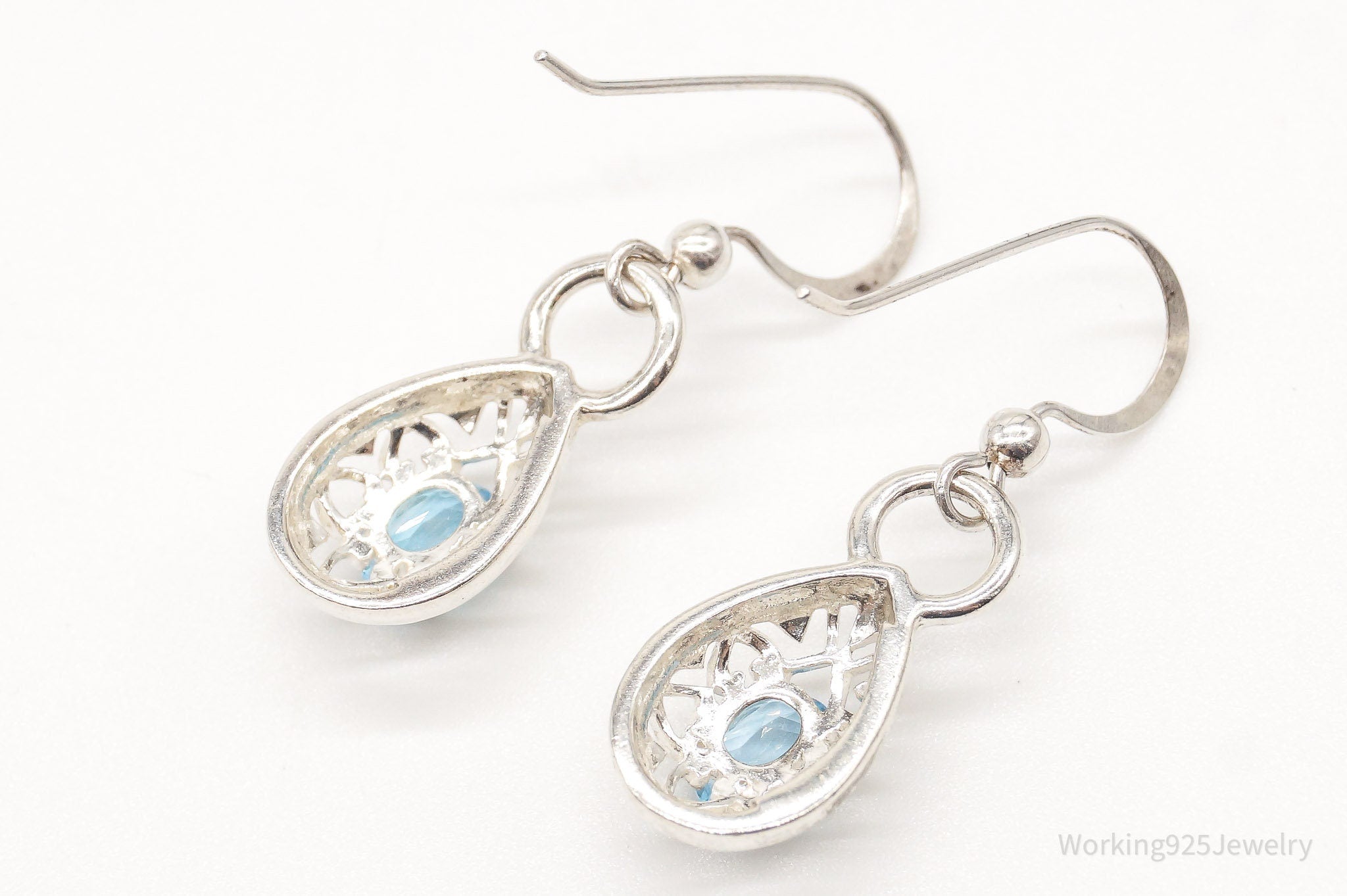 Vintage Designer CNA Blue Topaz Sterling Silver Earrings