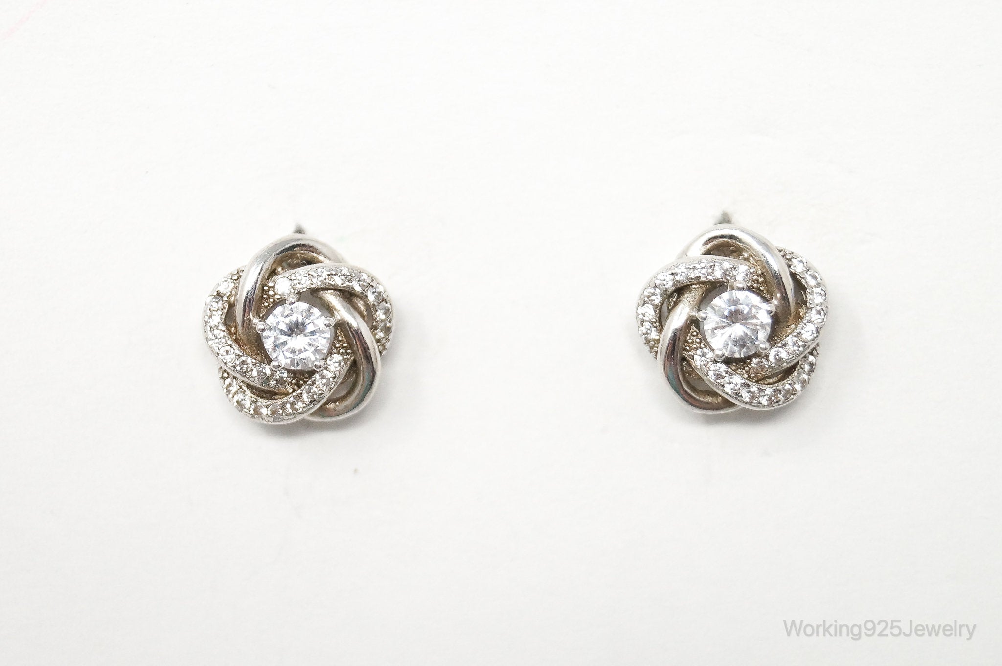 Cubic Zirconia Sterling Silver Stud Post Earrings