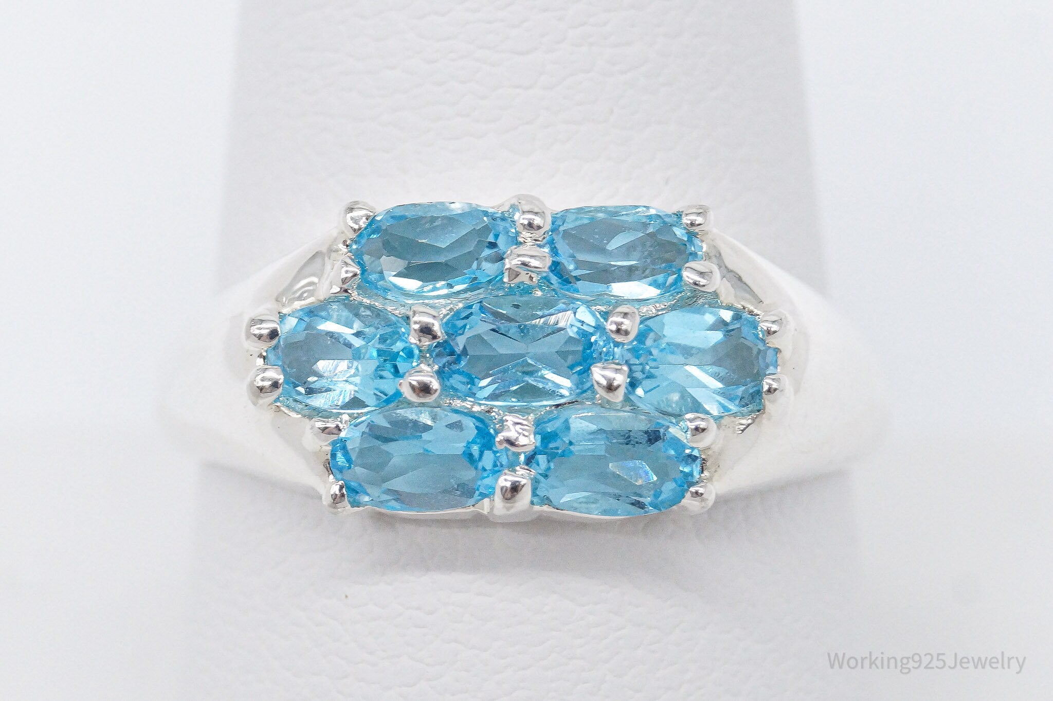 Vintage Blue Topaz Sterling Silver Ring - Size 10