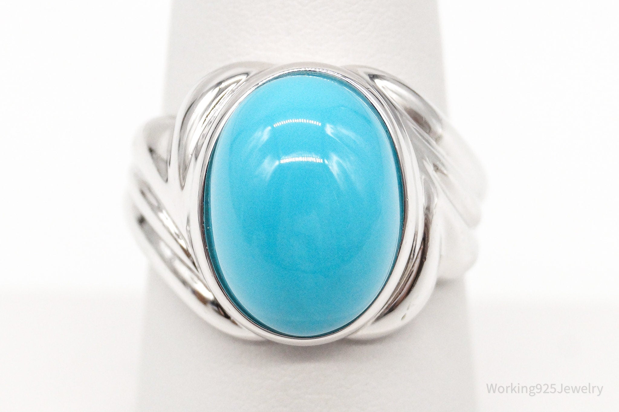 Designer JS Turquoise Sterling Silver Ring - Size 7