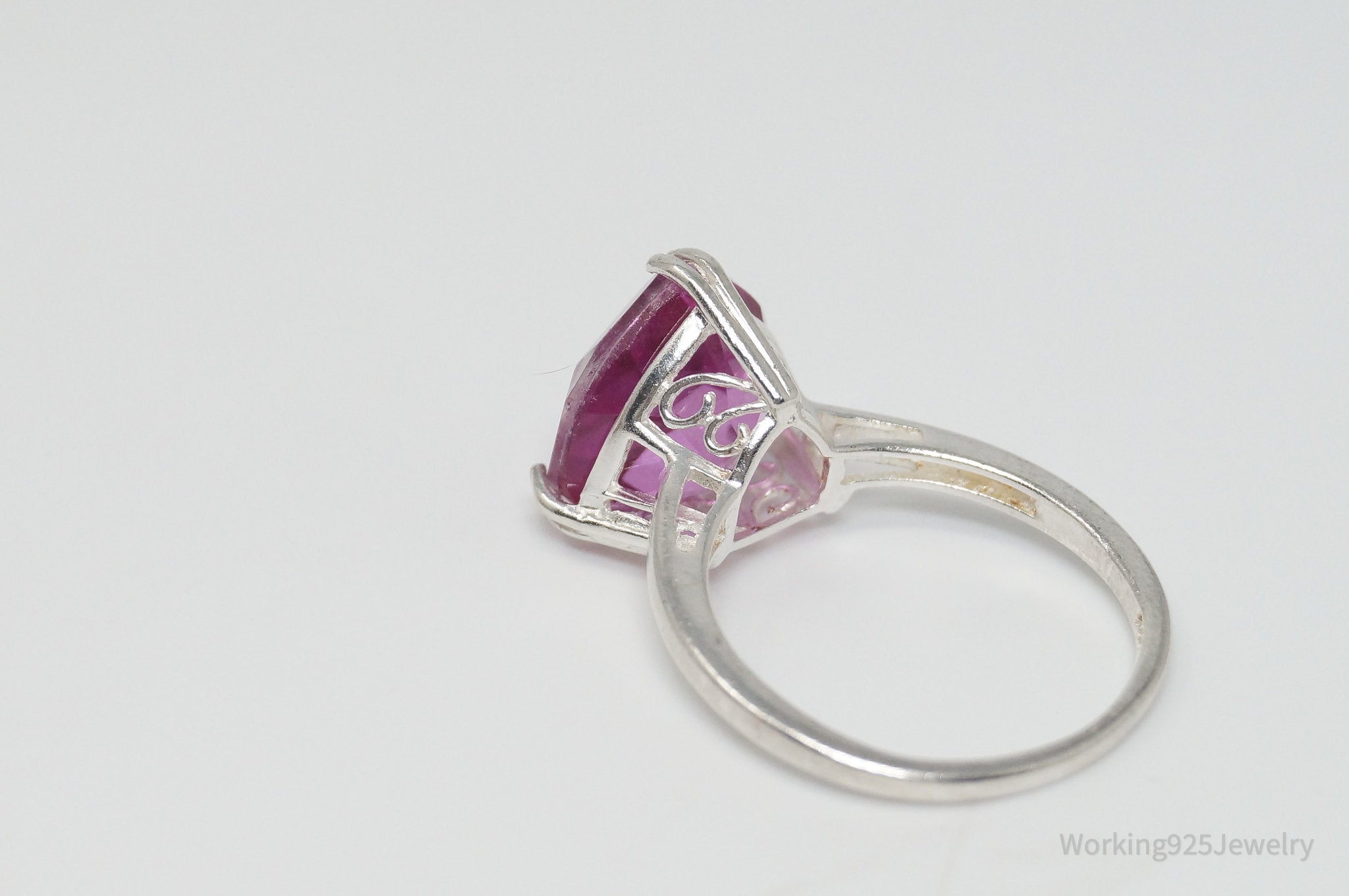 Vintage Art Deco Pink Topaz Sterling Silver Ring - Sz 8