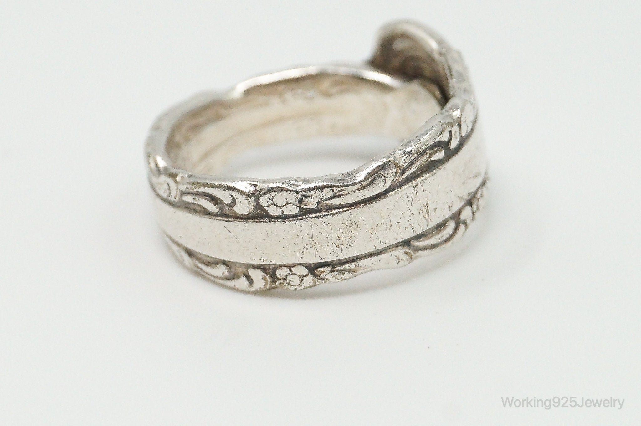 Antique 1881 Rogers Oneida Spoon Wrap Silver Ring - Size 4.75