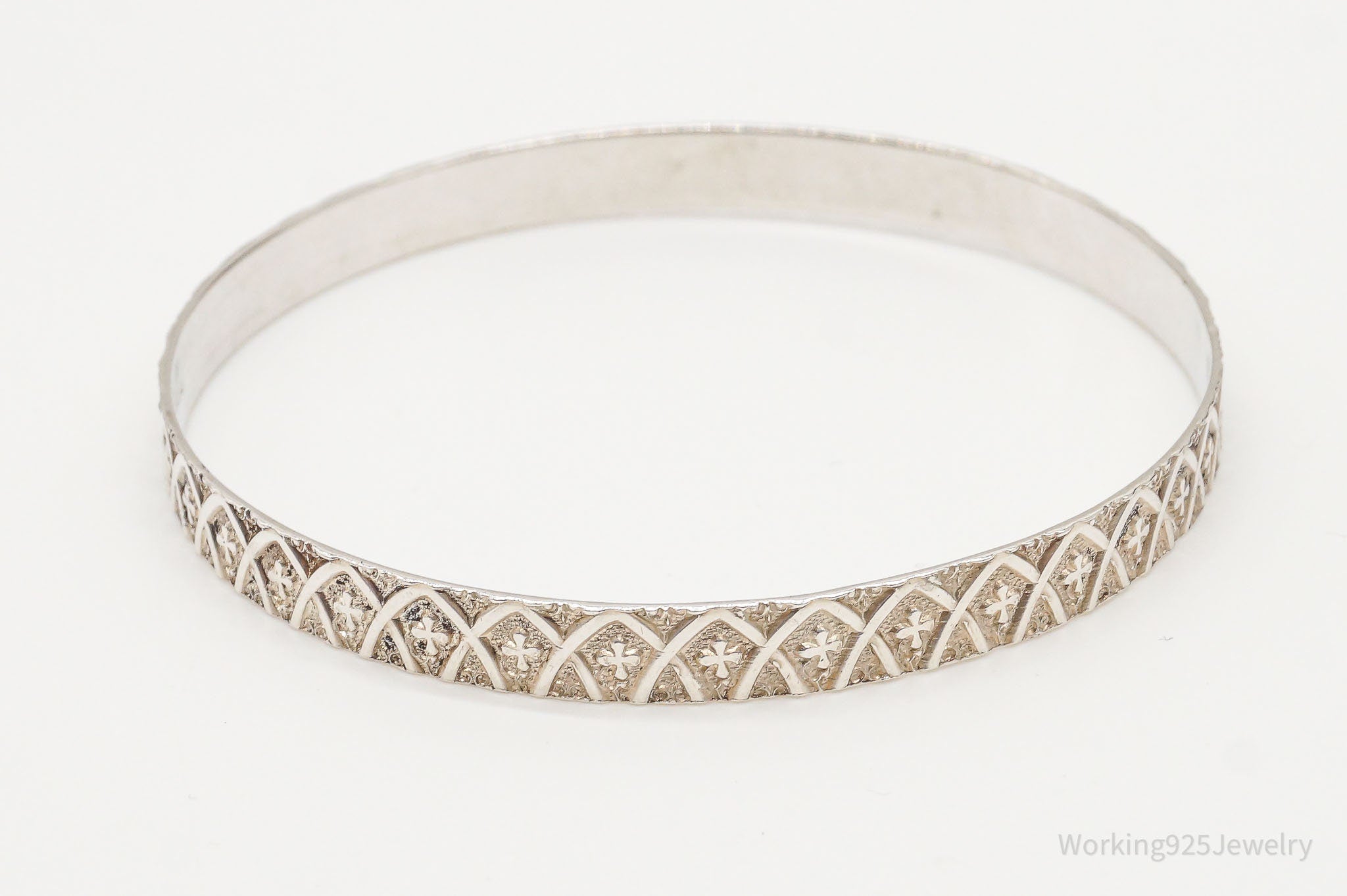 Antique Venetian Style Sterling Silver Bangle Bracelet