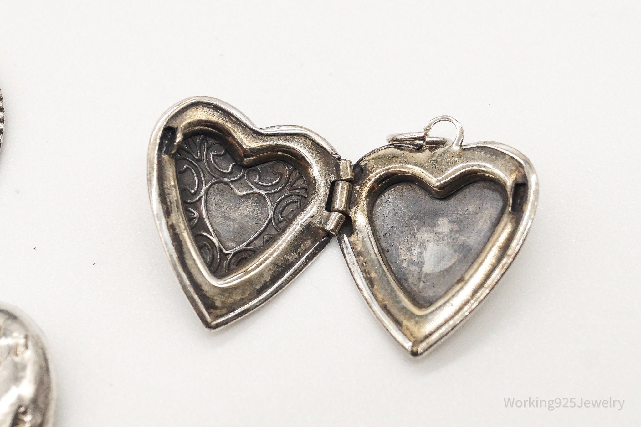 Antique Love Puffy Hearts Sterling Silver Charms Set Lot