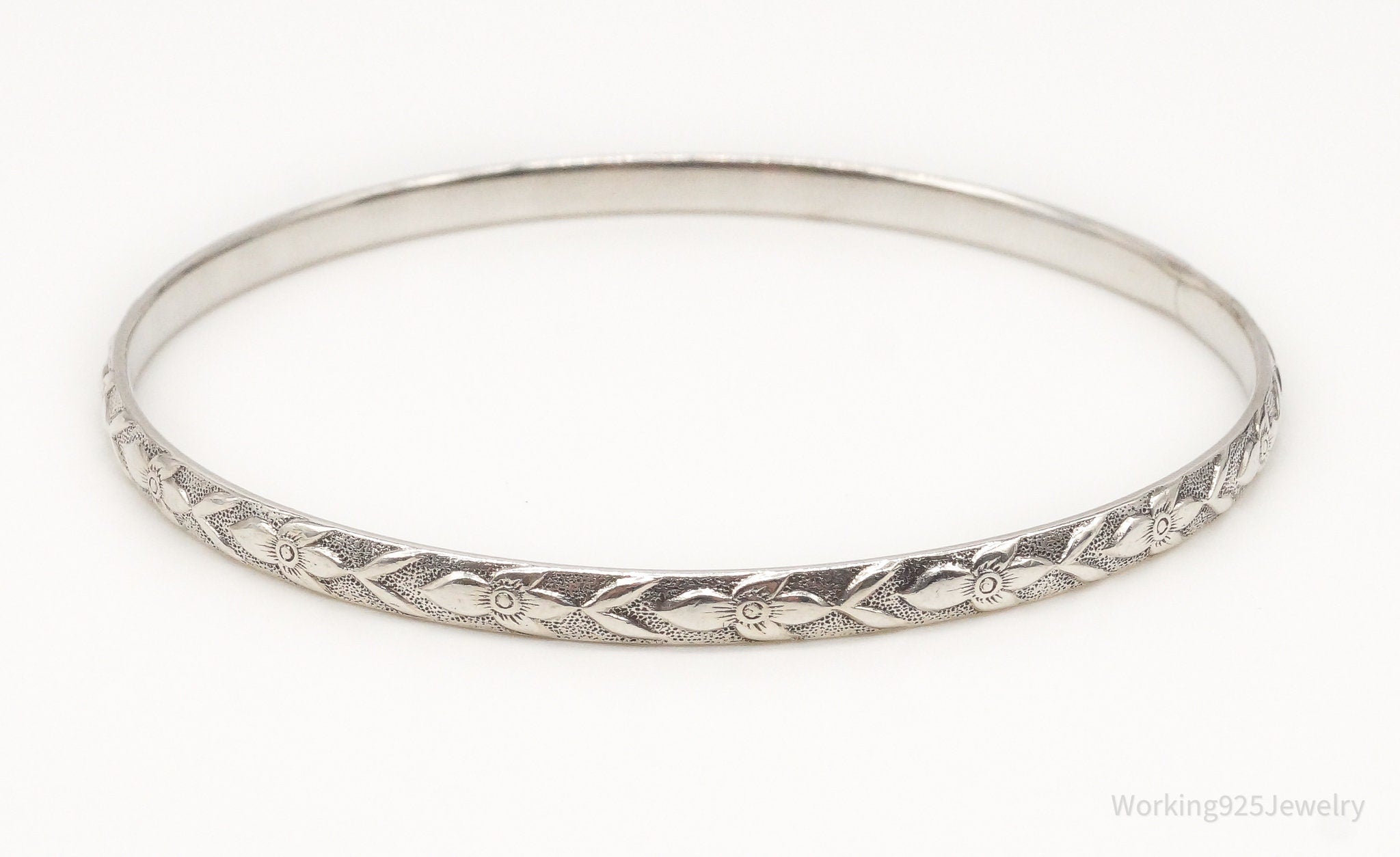 Antique Art Nouveau Sterling Silver Bangle Bracelet