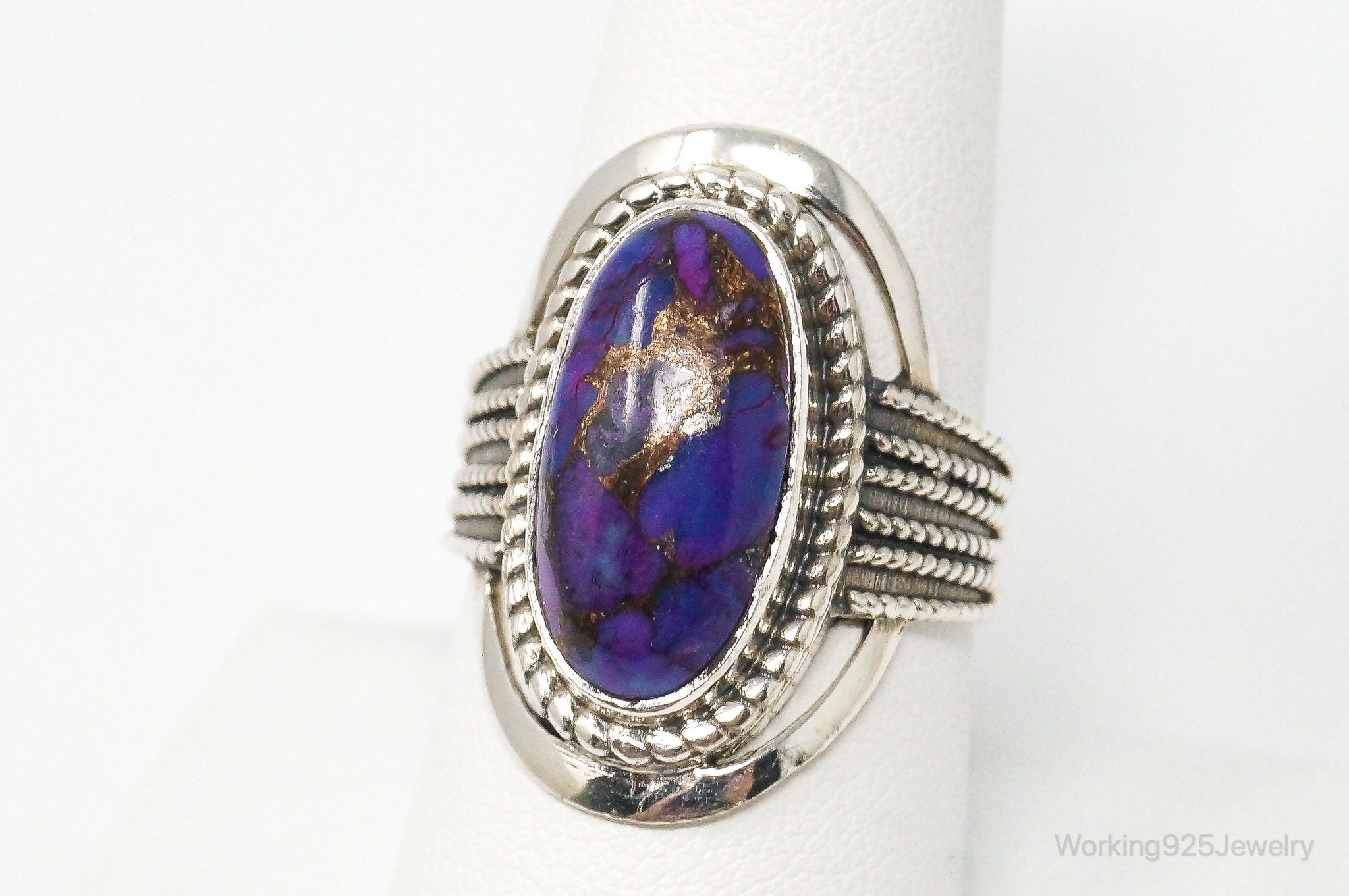 Large Vintage Purple Mojave Turquoise Sterling Silver Ring - Size 9.25