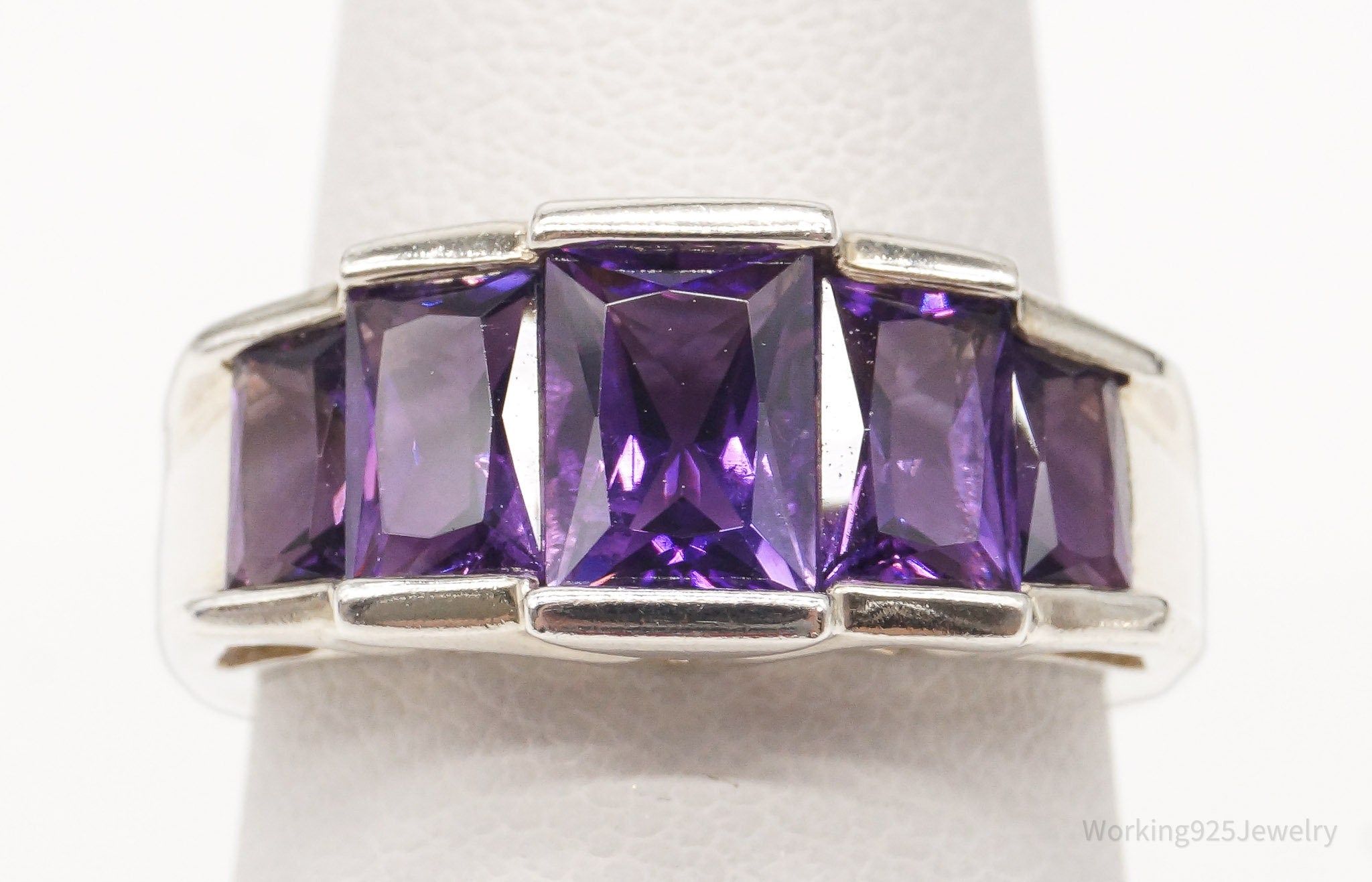 Vintage Amethyst Sterling Silver Ring - Size 6