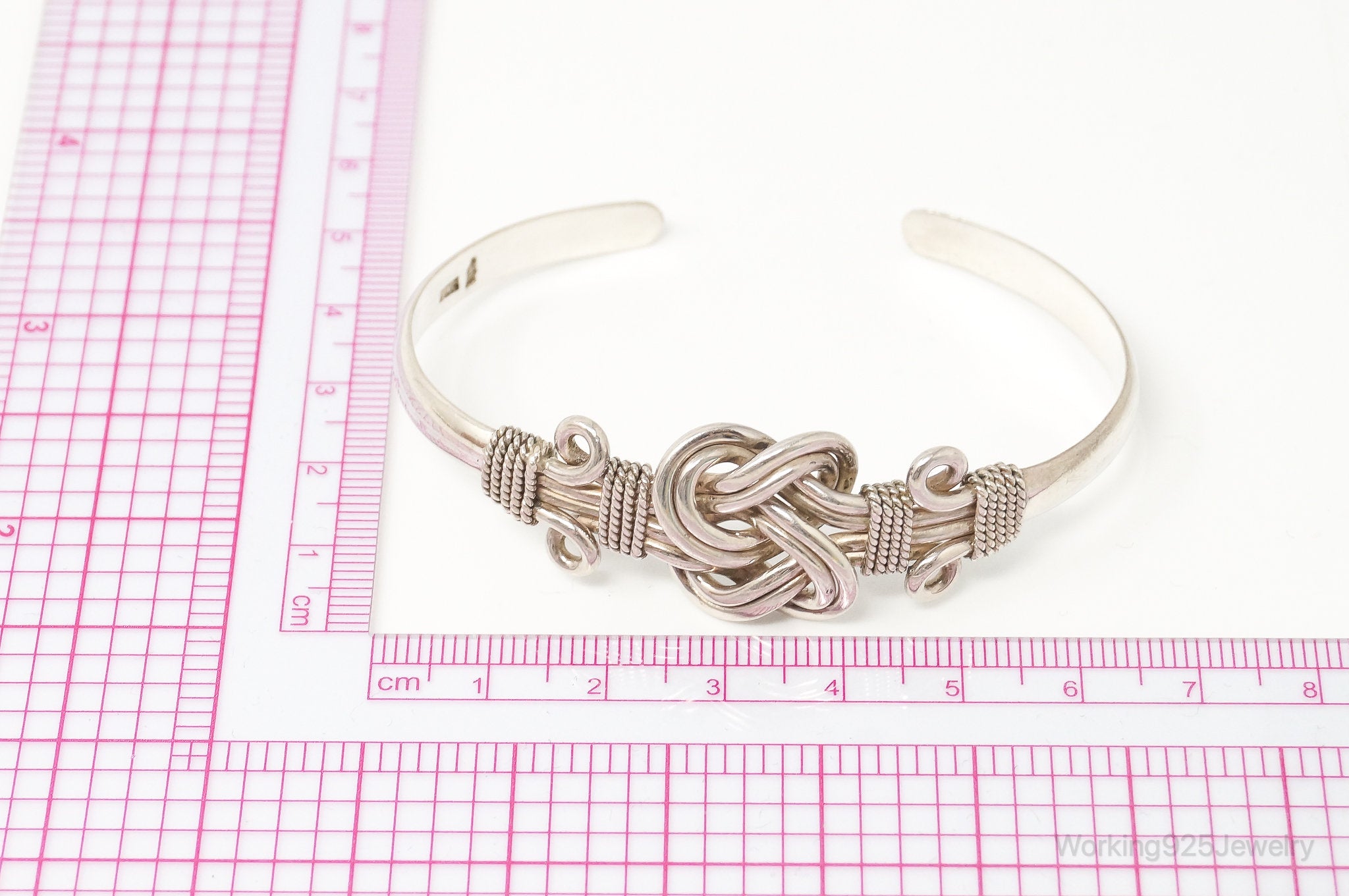 Vintage Designer Bali Infinity Knot Sterling Silver Cuff Bracelet