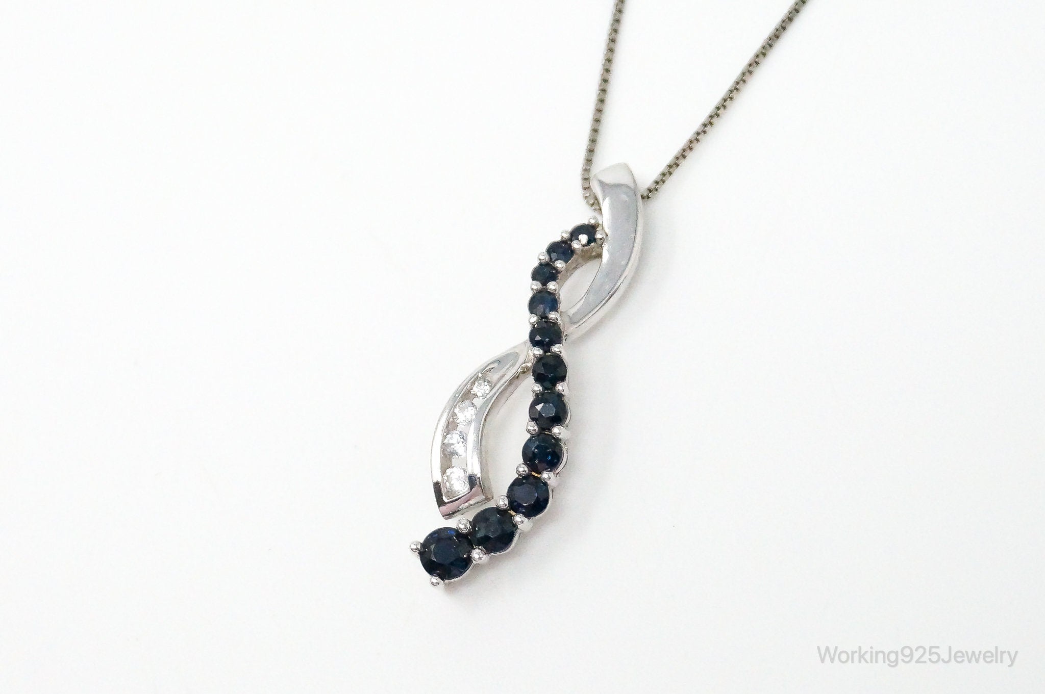 Sapphire Cubic Zirconia Sterling Silver Necklace