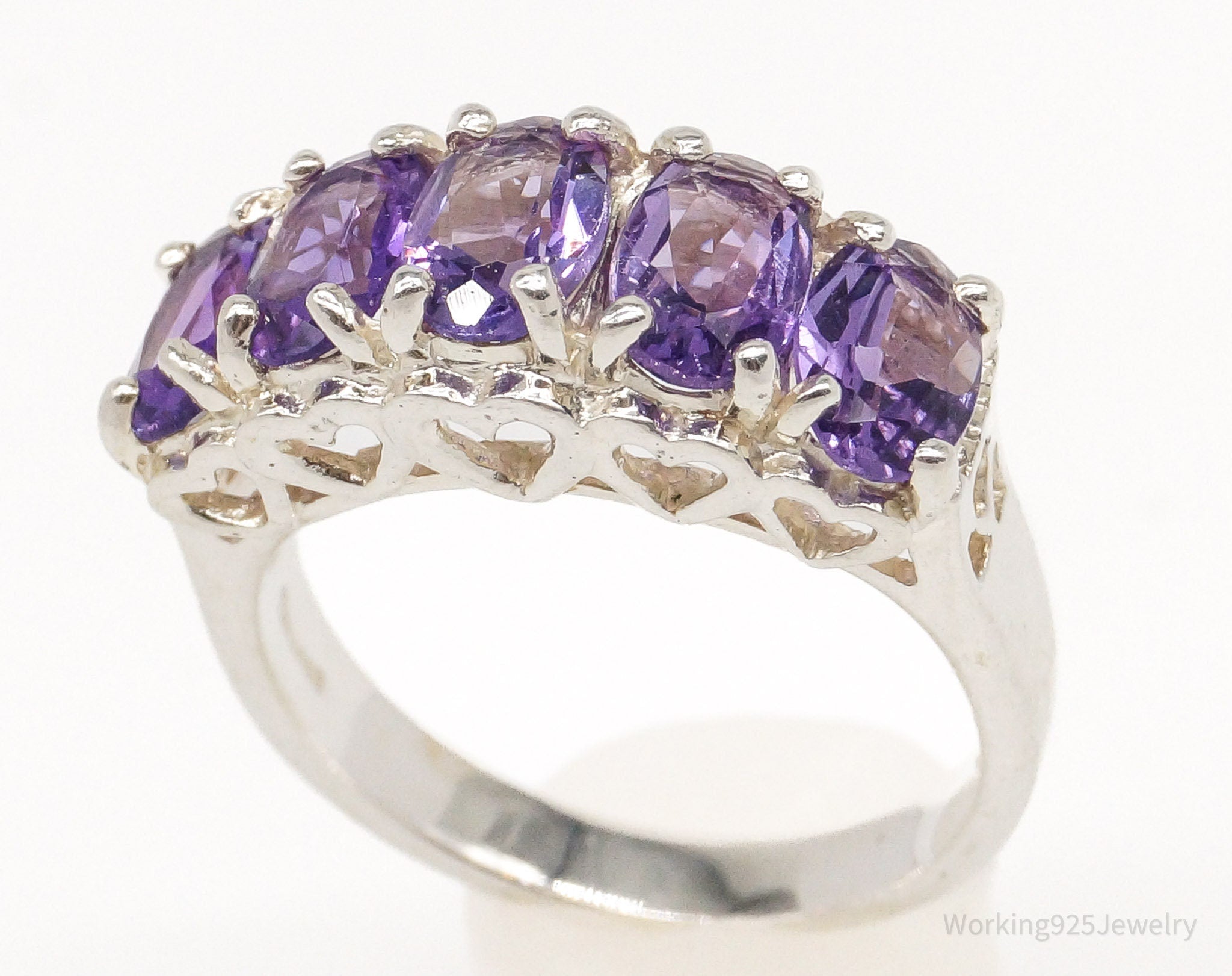 Vintage CNA Amethyst Sterling Silver Ring - Size 4.75