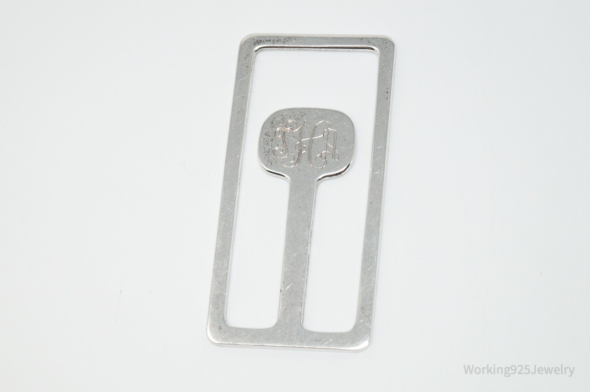 RARE Vintage James Avery Modern Initial Engraved Sterling Silver Money Clip