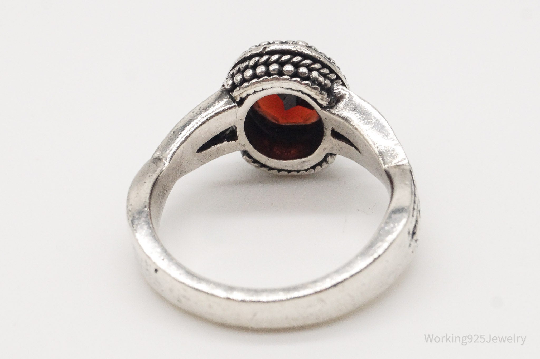 Vintage Garnet Sterling Silver Ring - Size 6