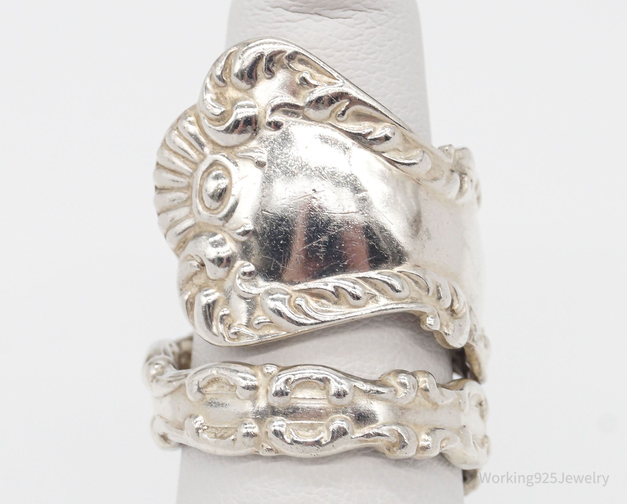 Antique Art Nouveau Sterling Silver Spoon Ring - Size 6.5 Ajustable