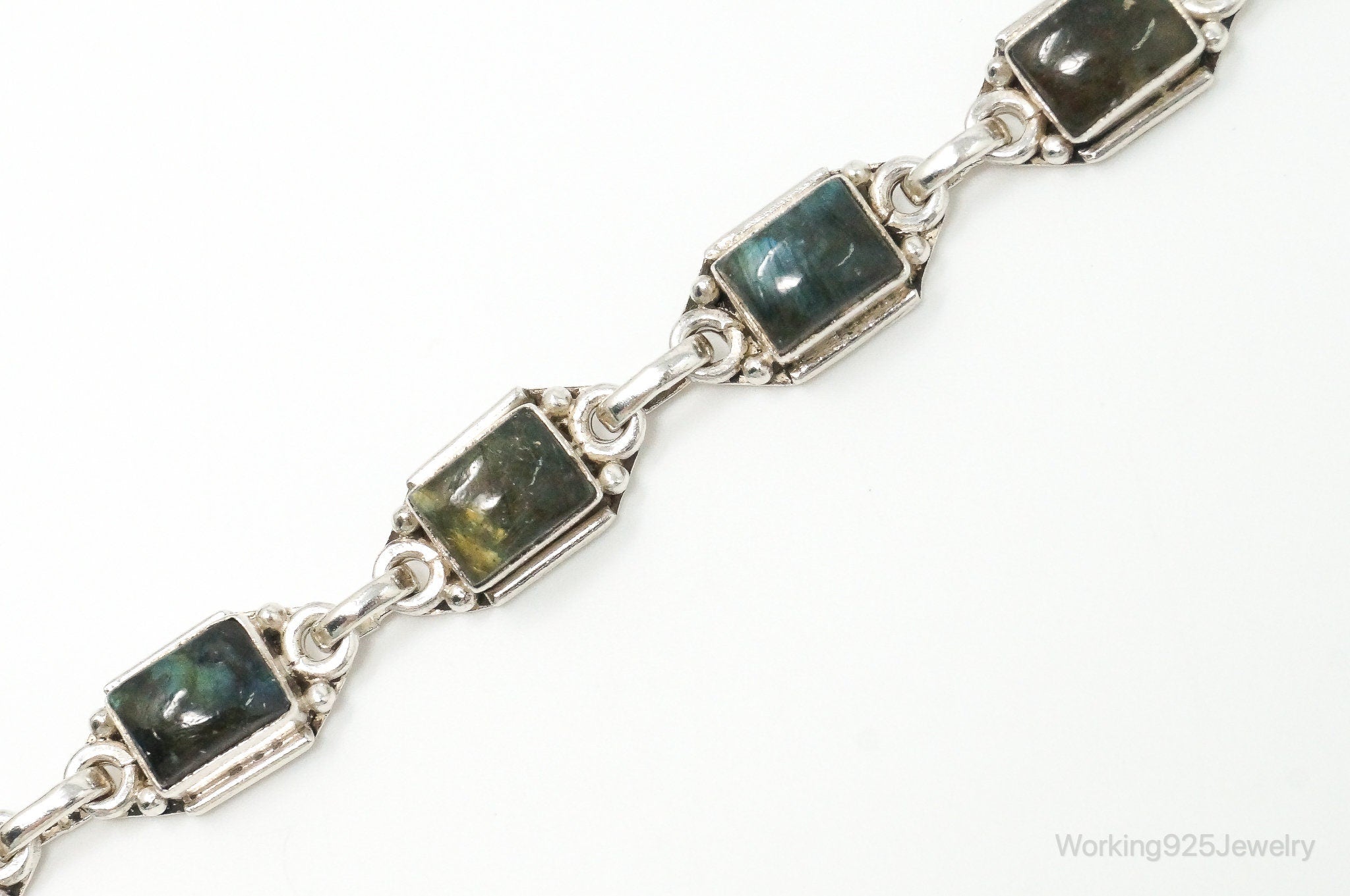 Vintage Labradorite Sterling Silver Bracelet