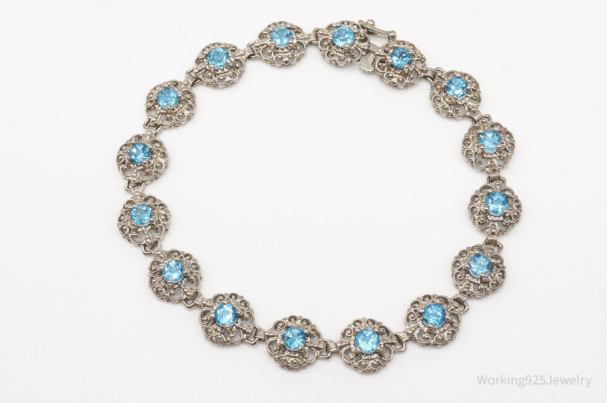 Vintage Blue Topaz Sterling Silver Bracelet