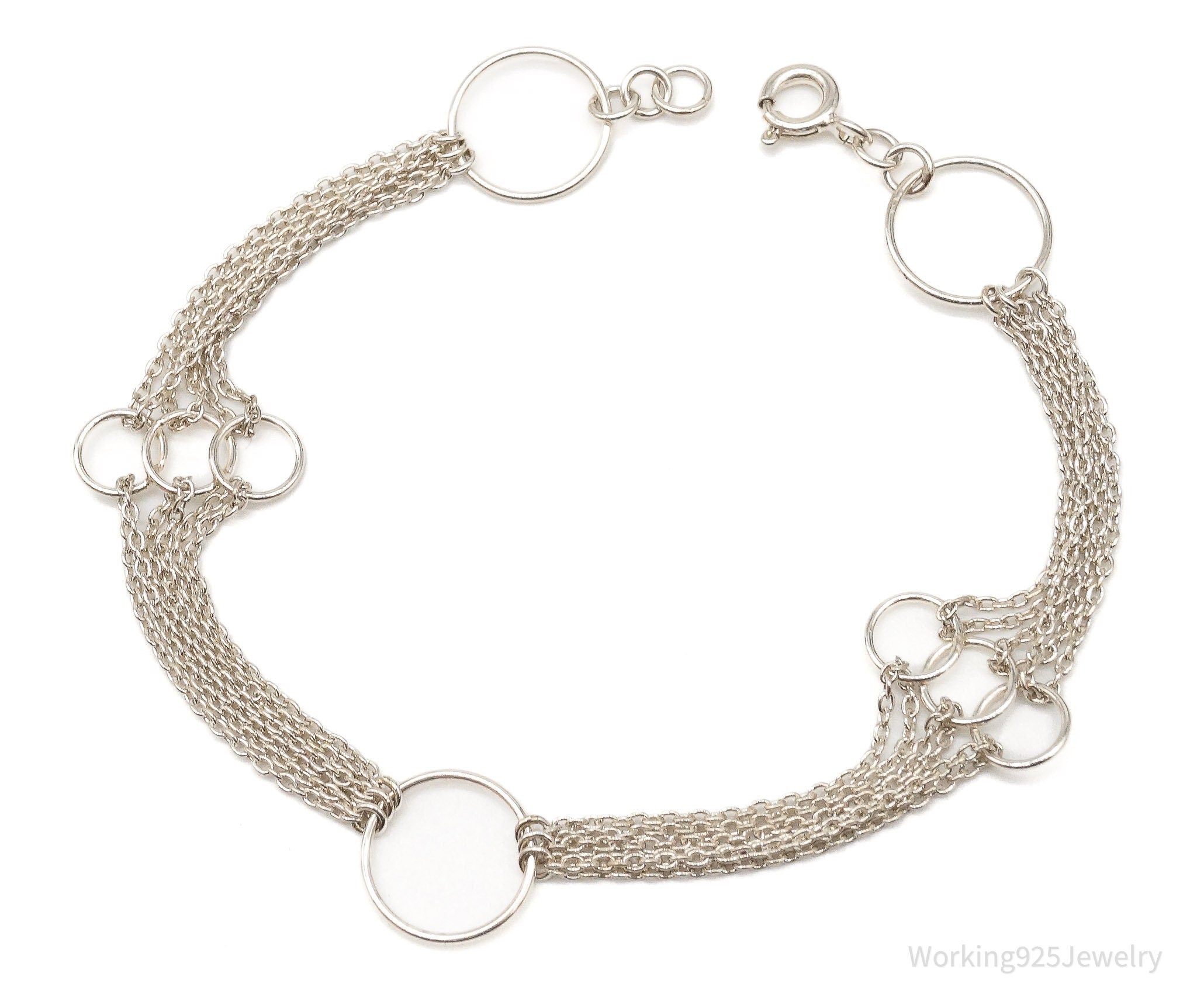 Vintage Geometric Circles Sterling Silver Bracelet