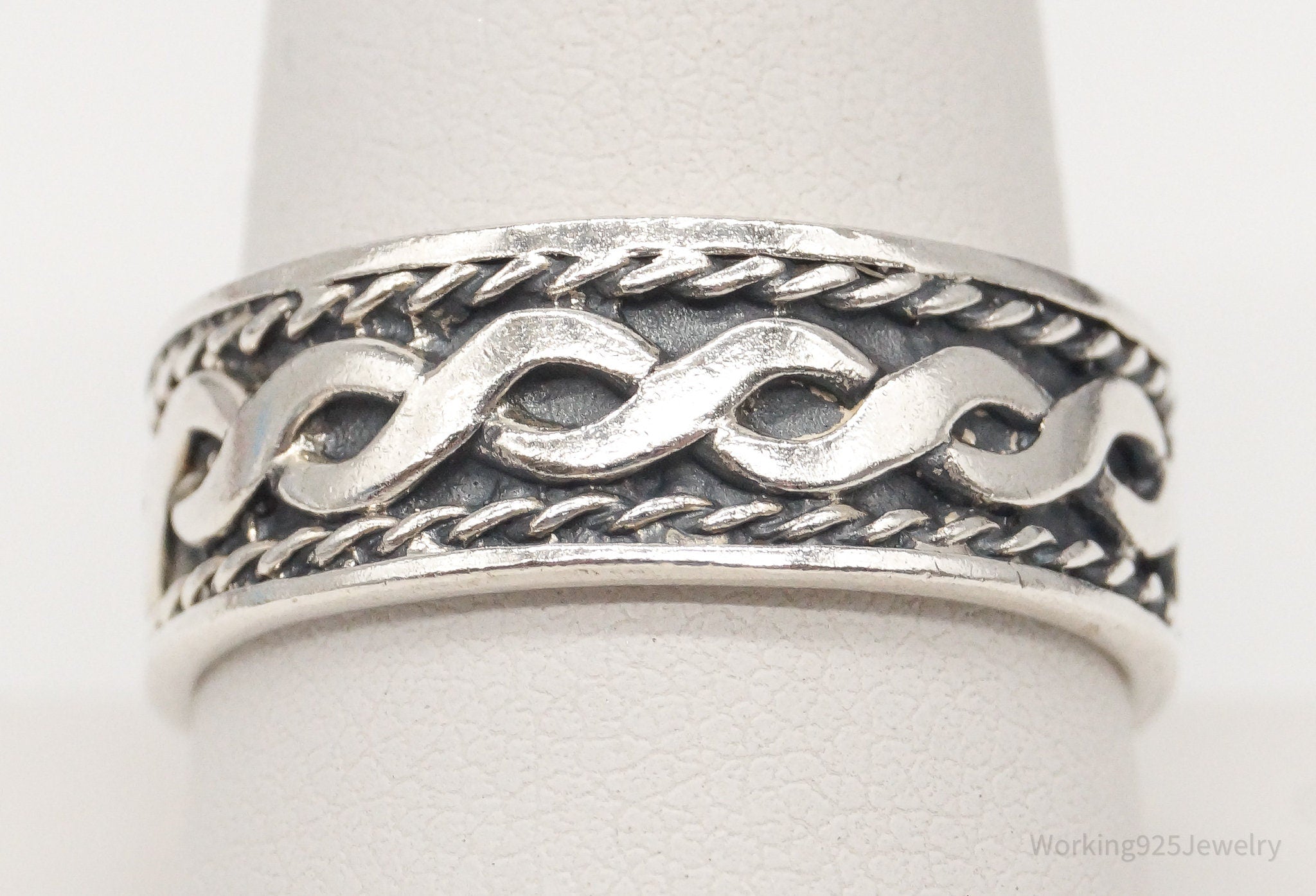 Vintage Cable Rope Twist Sterling Silver Band Ring - Size 9.5