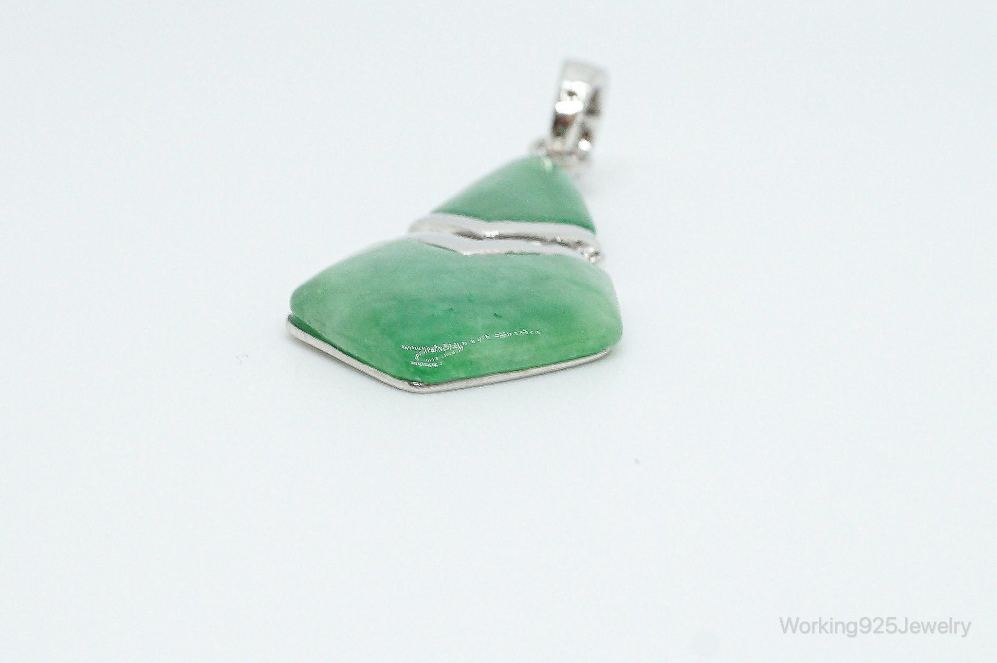 Designer BBJ Green Jade Sterling Silver Pendant