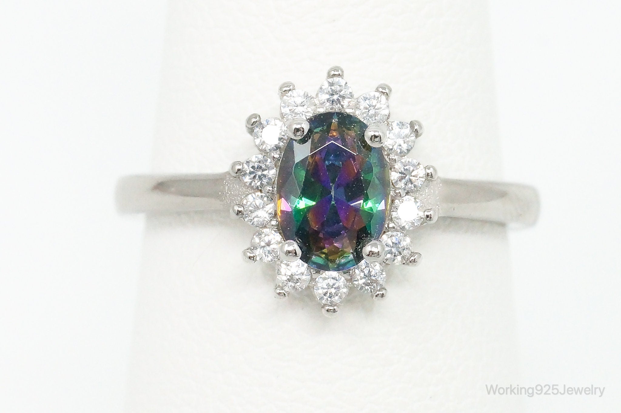 Mystic Topaz Cubic Zirconia Sterling Silver Ring - Size 6.75