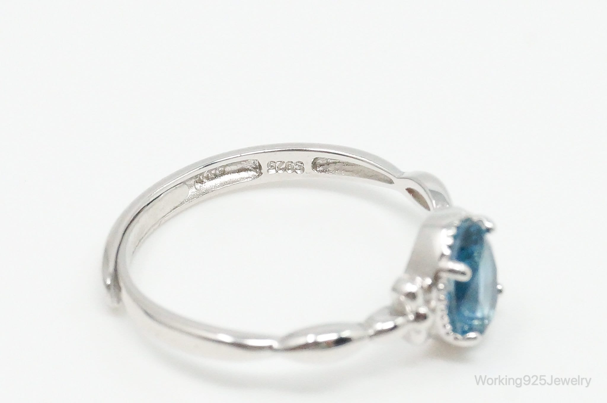 Blue Topaz Sterling Silver Ring - Size 7 Adjustable