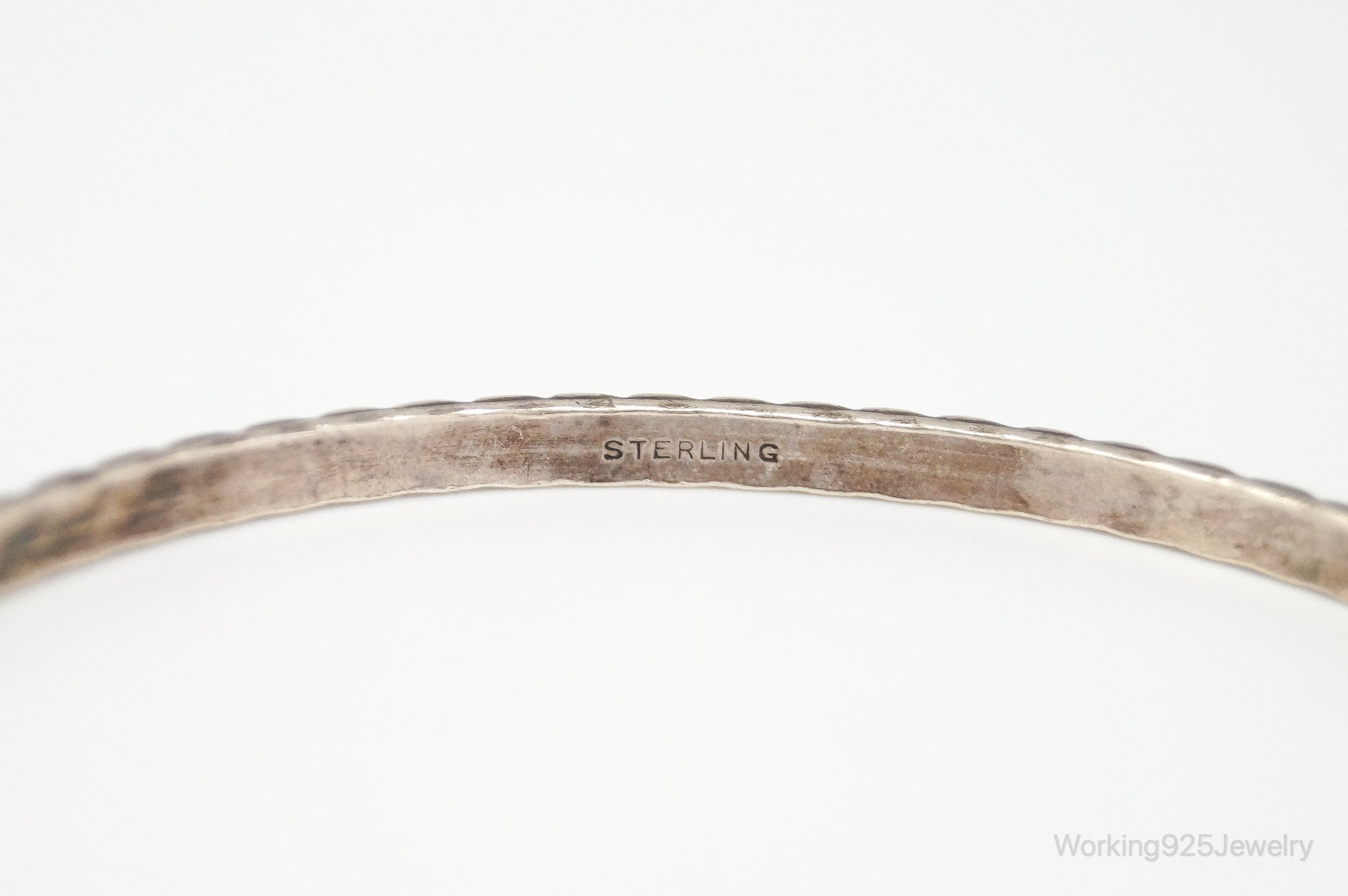 Antique Striped Sterling Silver Bangle Bracelet