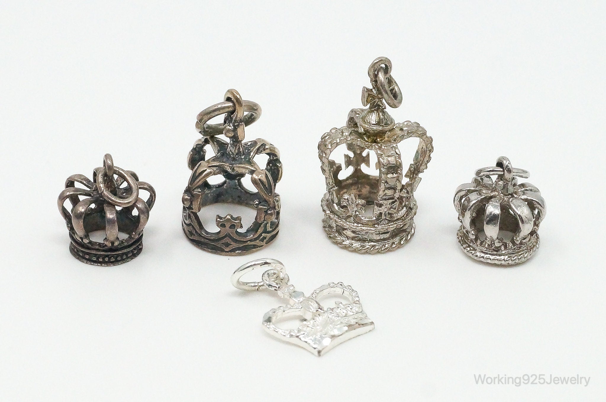 Vintage Antique Crowns Sterling Silver Charms