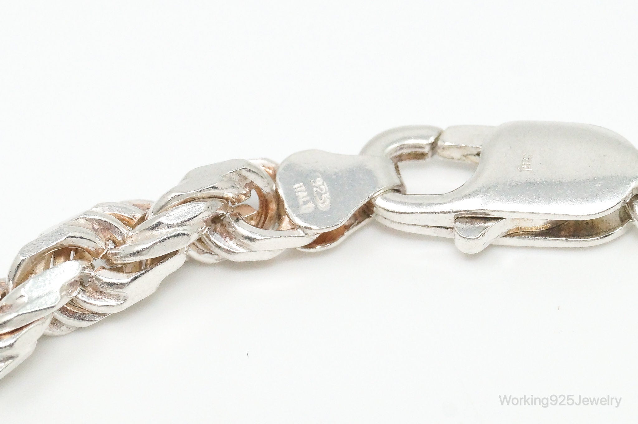 Vintage Italian Rope Chain Sterling Silver Bracelet