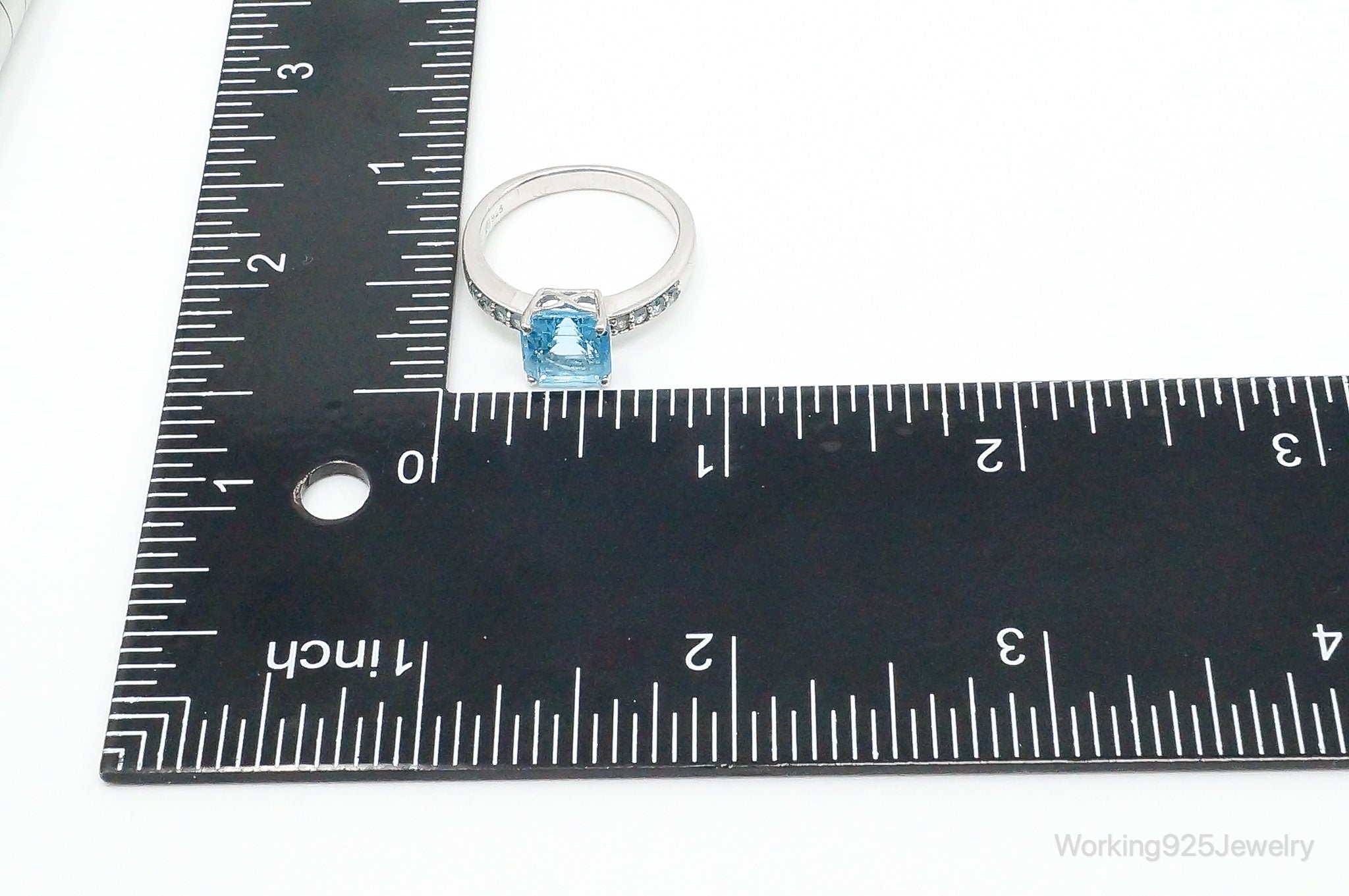 Blue Topaz Aquamarine Sterling Silver Ring - Size 8.25 Adjustable