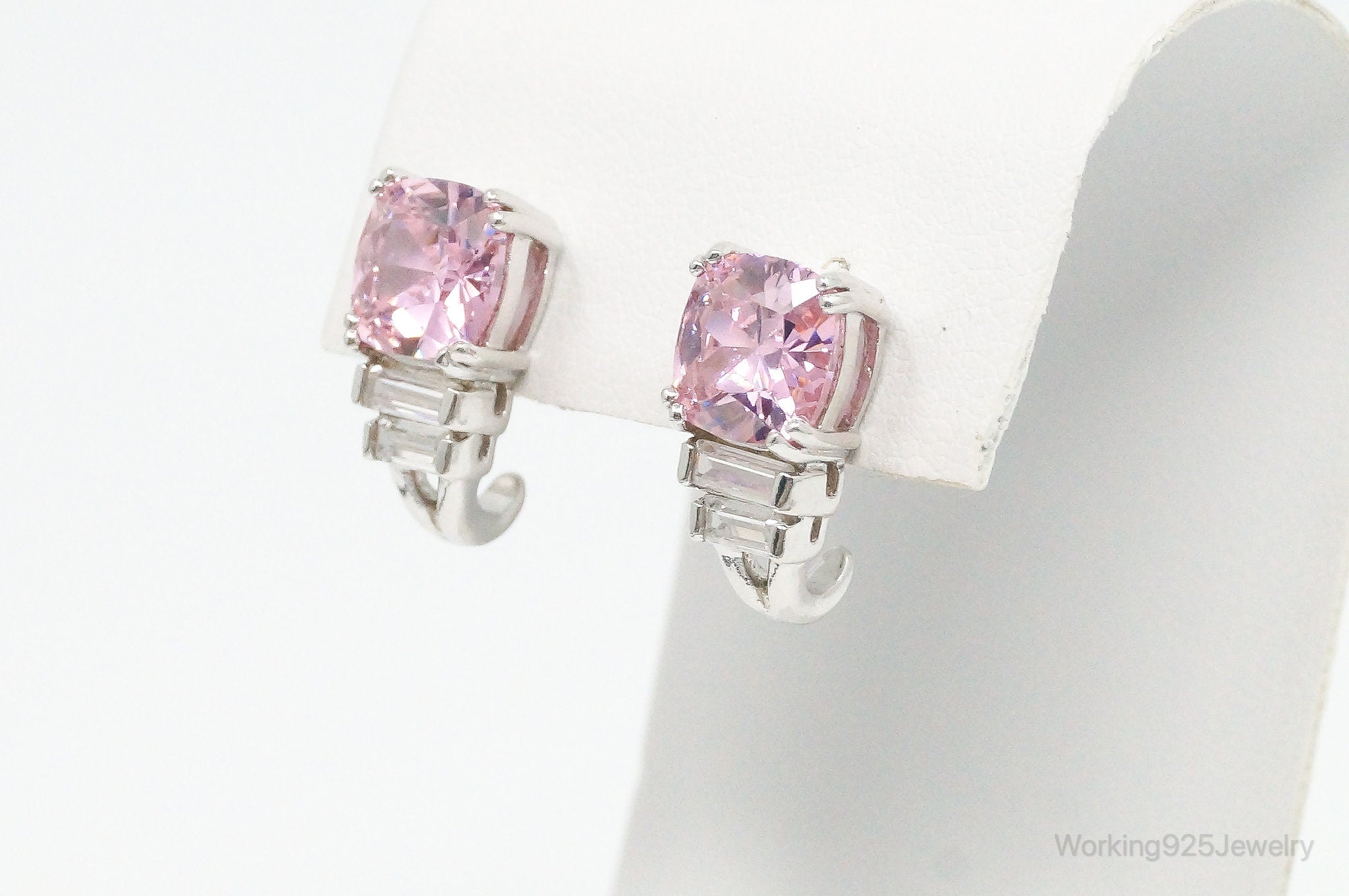 Ross Simons Pink Topaz Cubic Zirconia Sterling Silver Earrings