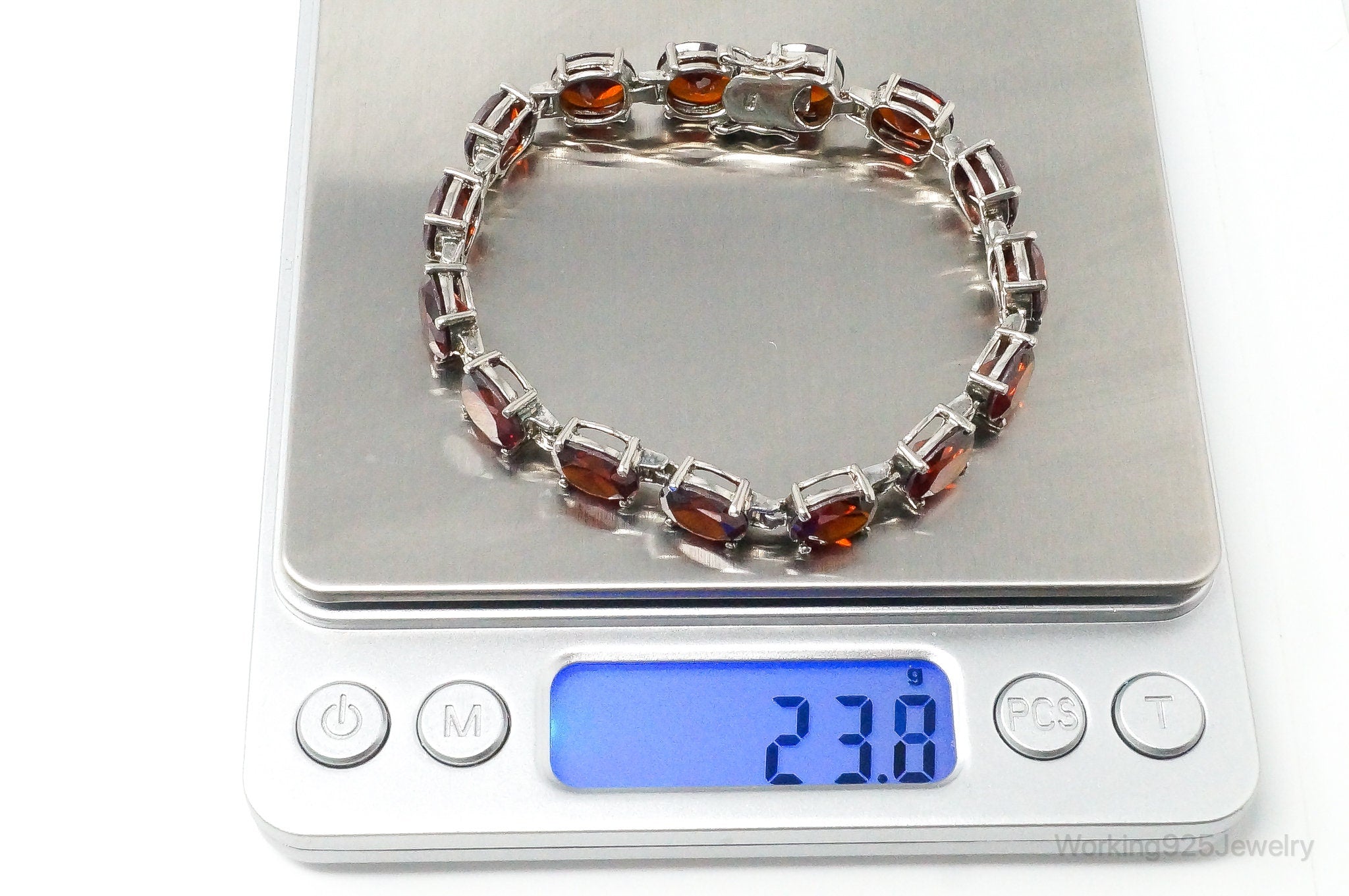 Vintage Garnet Sterling Silver Bracelet