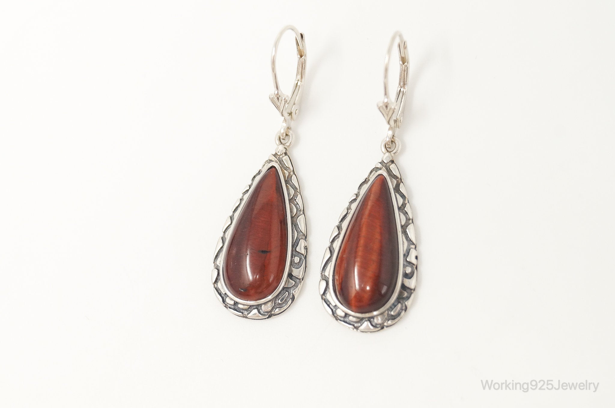 Designer Whitney Kelly WK Red Tigers Eye Sterling Silver Earrings