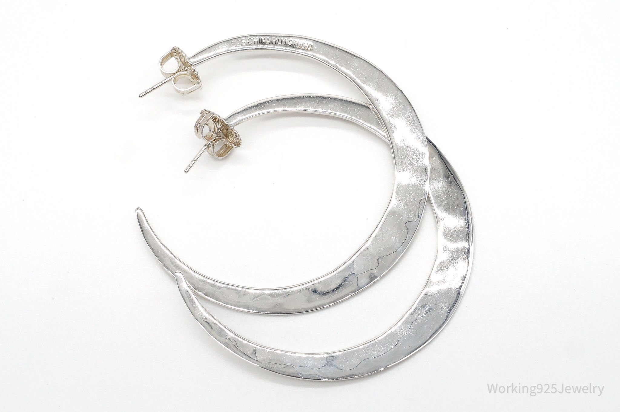 Designer RLM Studio Large Crescent Moons Sterling Silver Earrings