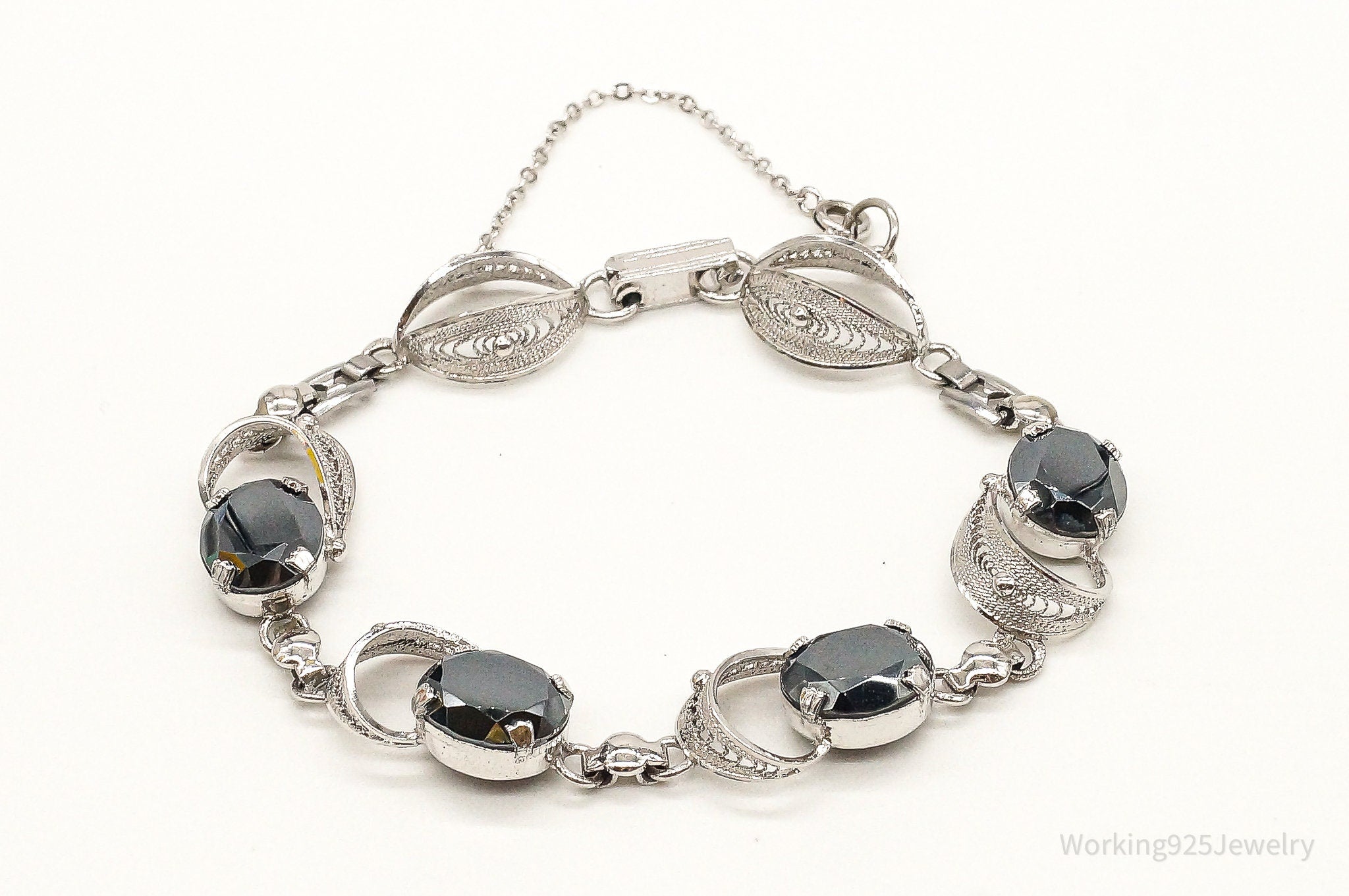 Antique Hematite Sterling Silver Bracelet