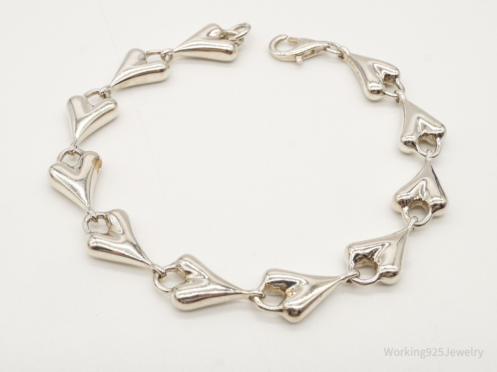 Designer Robert Lee Morris Heart Link Love Modernist Sterling Silver Bracelet