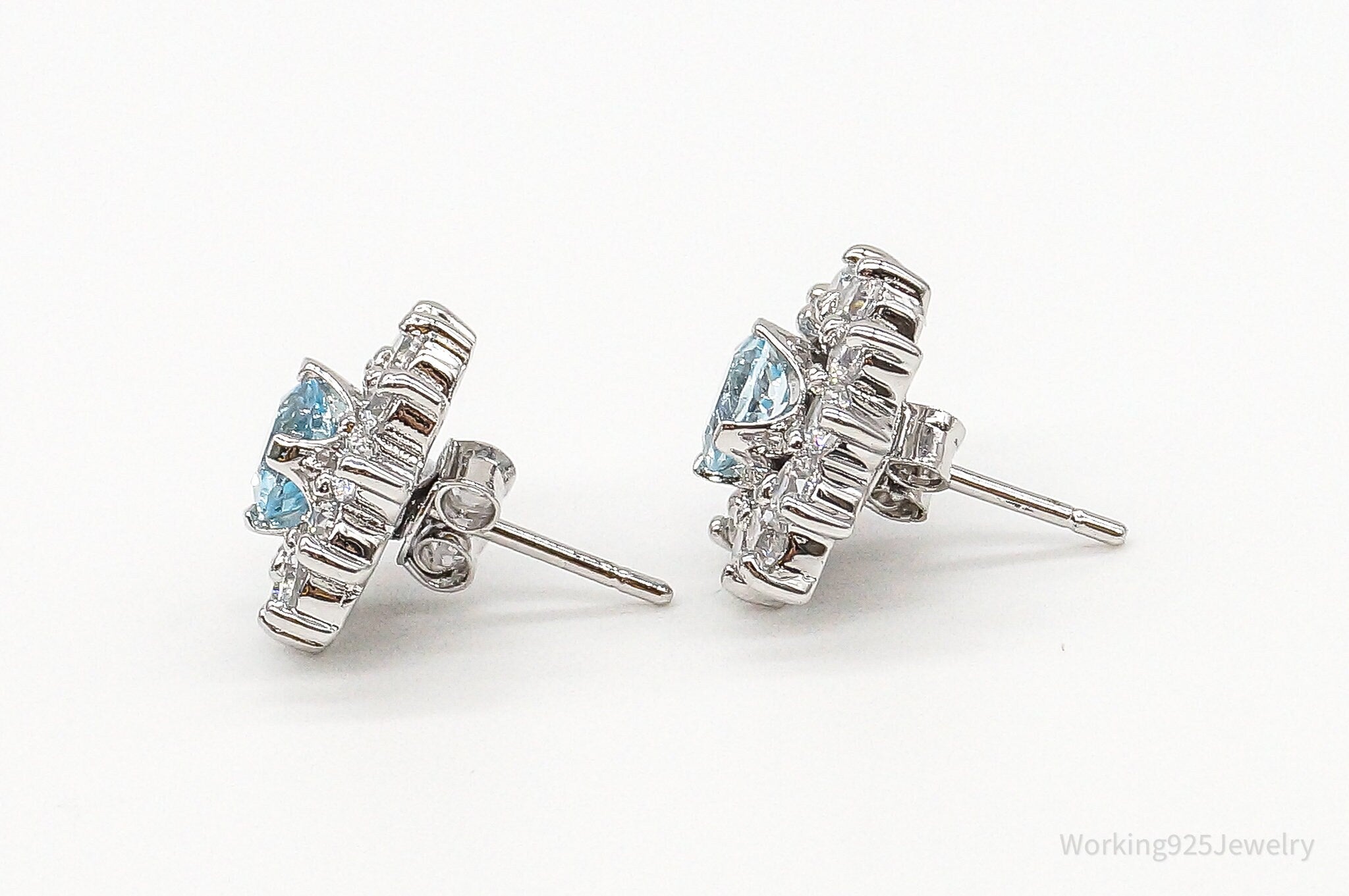 Blue Topaz Cubic Zirconia Sterling Silver Earrings