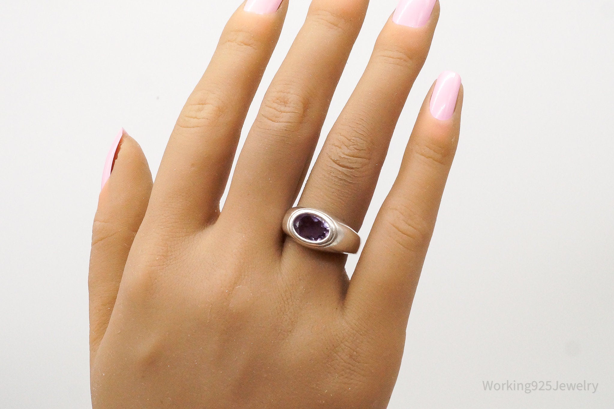 Vintage Amethyst Sterling Silver Ring - Size 7