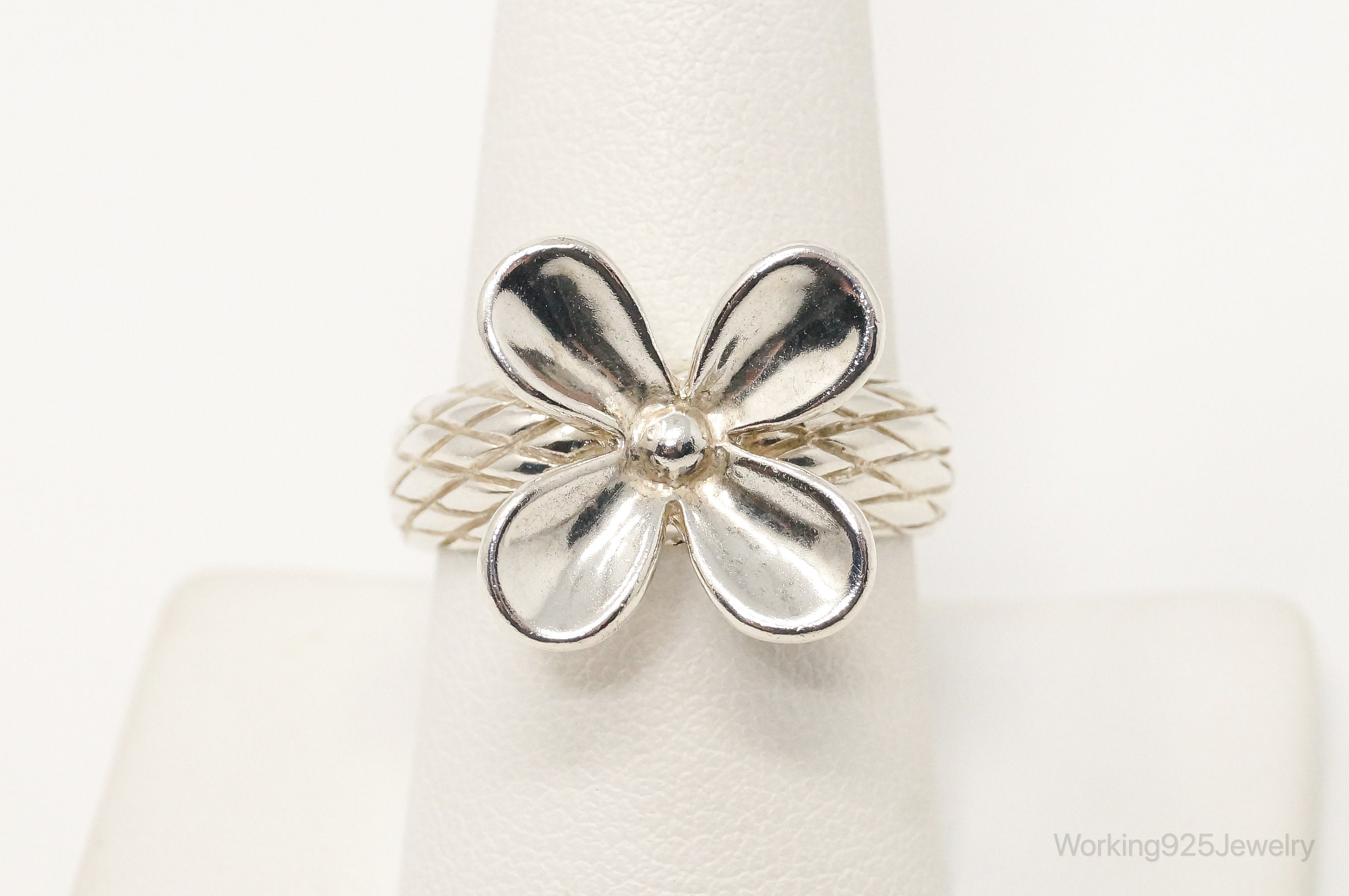 Vintage Designer Carolyn Pollack Relios Flower Sterling Silver Ring - Sz 8.75