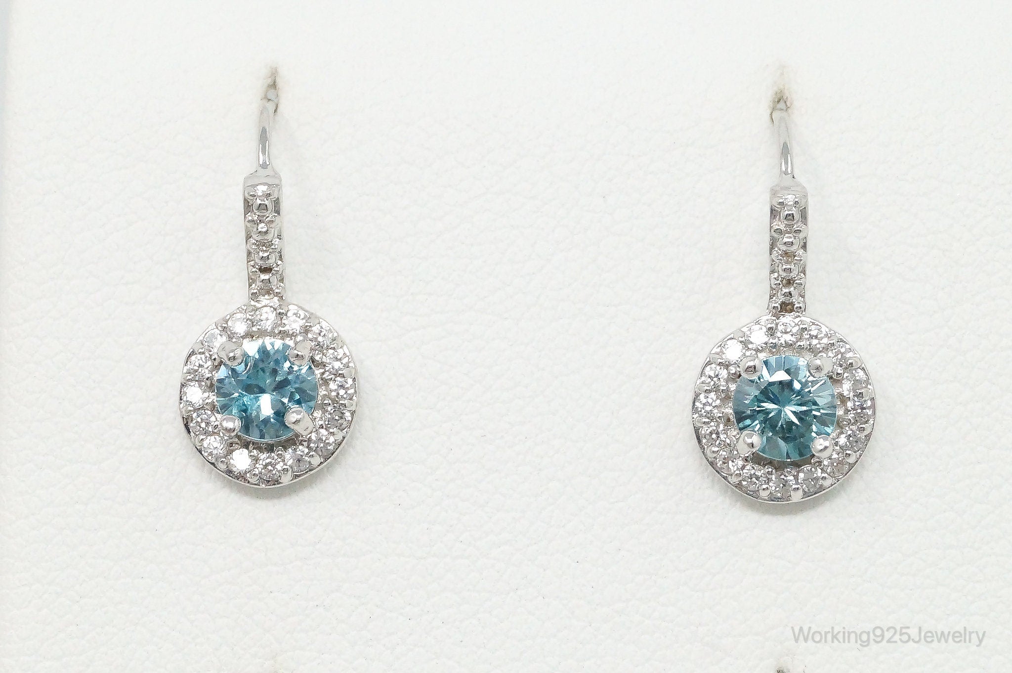 Blue Topaz Cubic Zirconia Sterling Silver Earrings