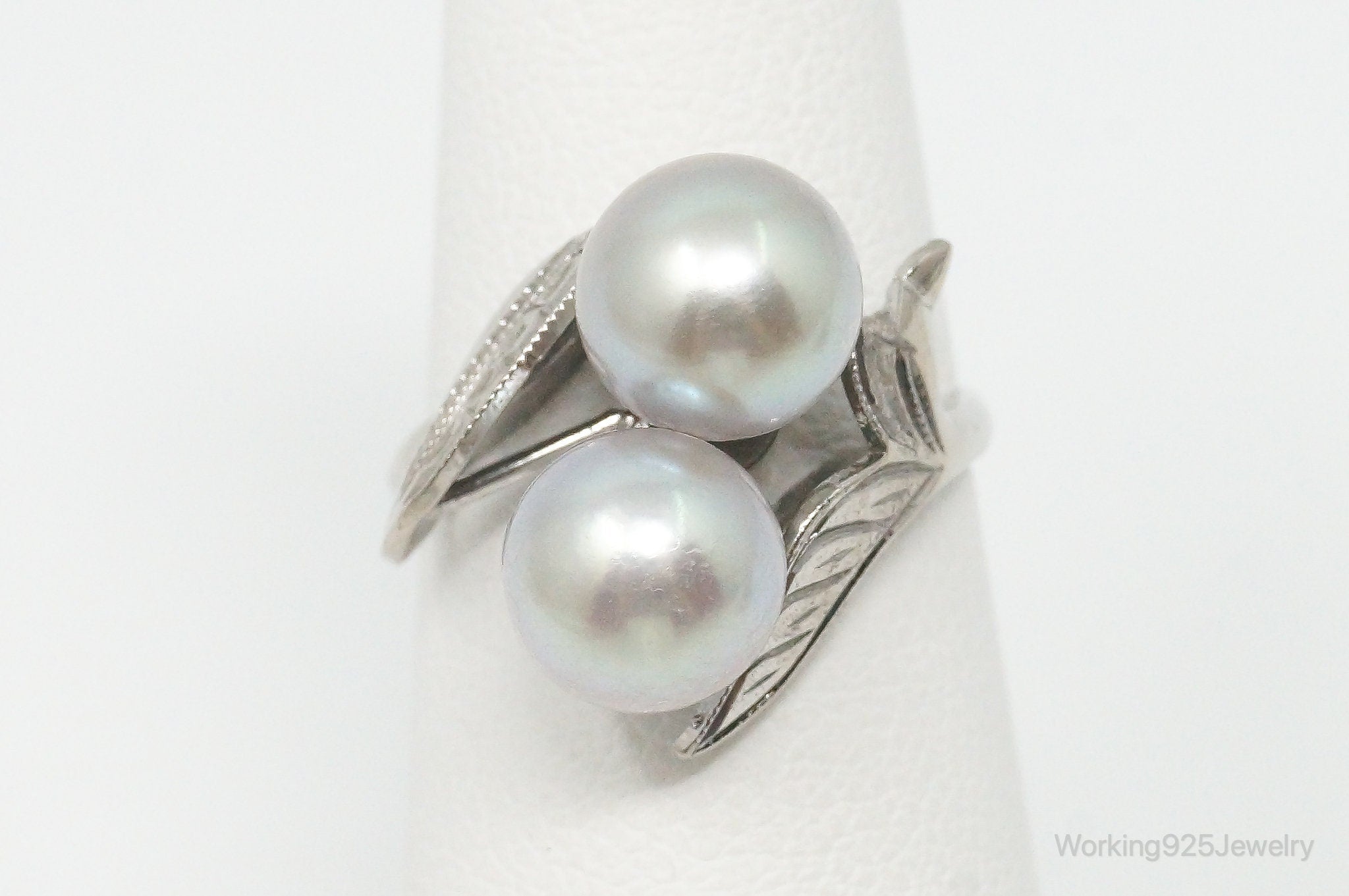 Antique Pearl Silver Ring - Size 5