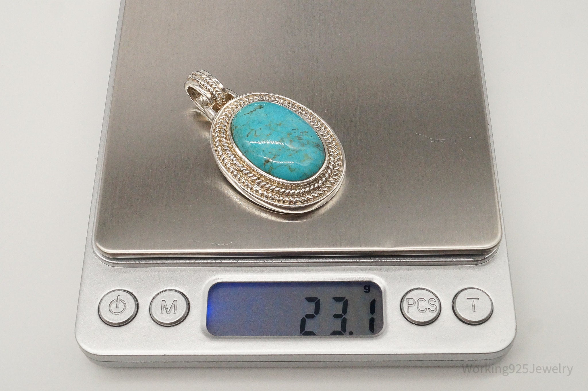 Designer Whitney Kelly Large Turquoise Sterling Silver Pendant