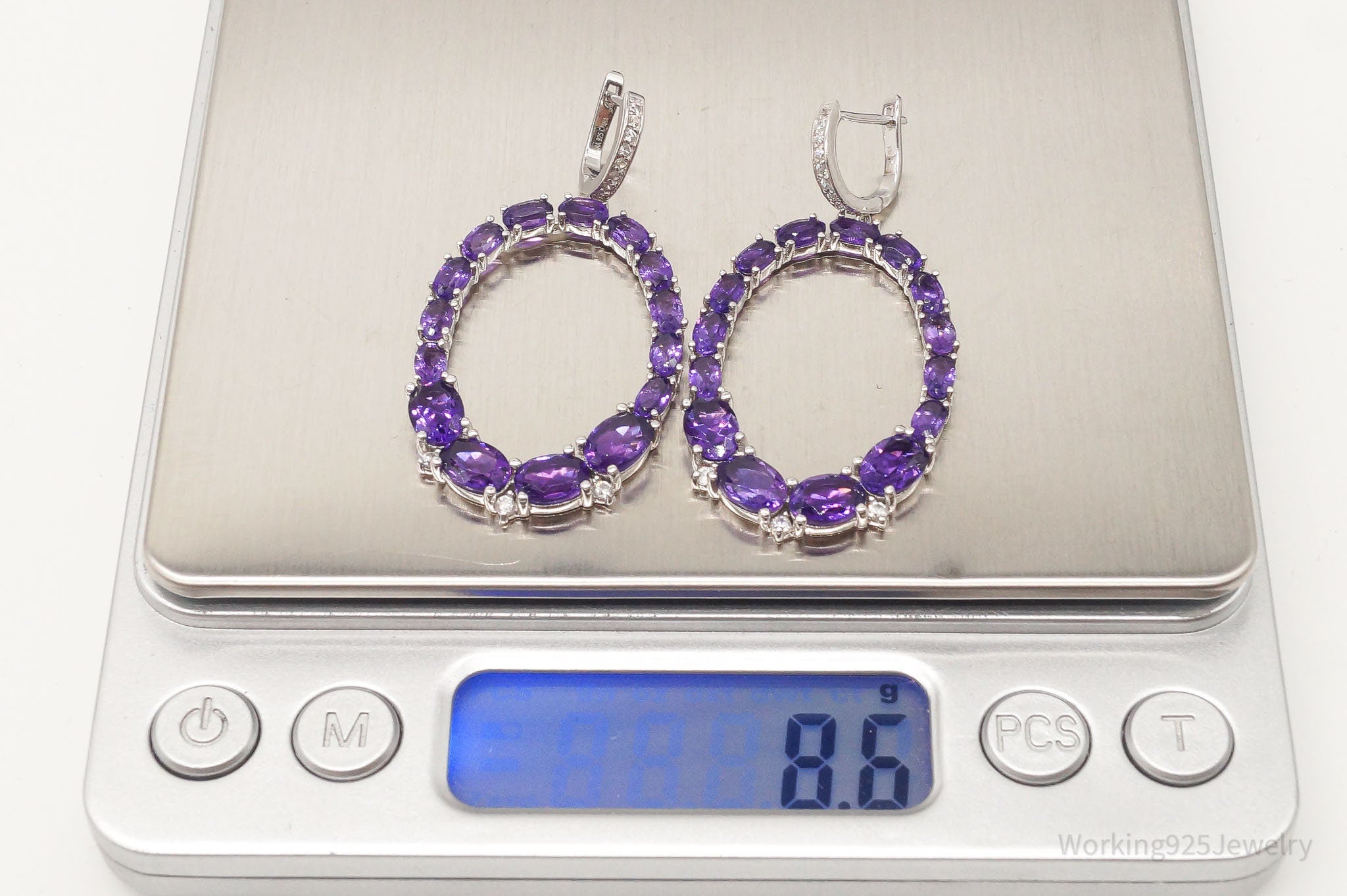 Designer AIRA Amethyst White Topaz Sterling Silver Earrings