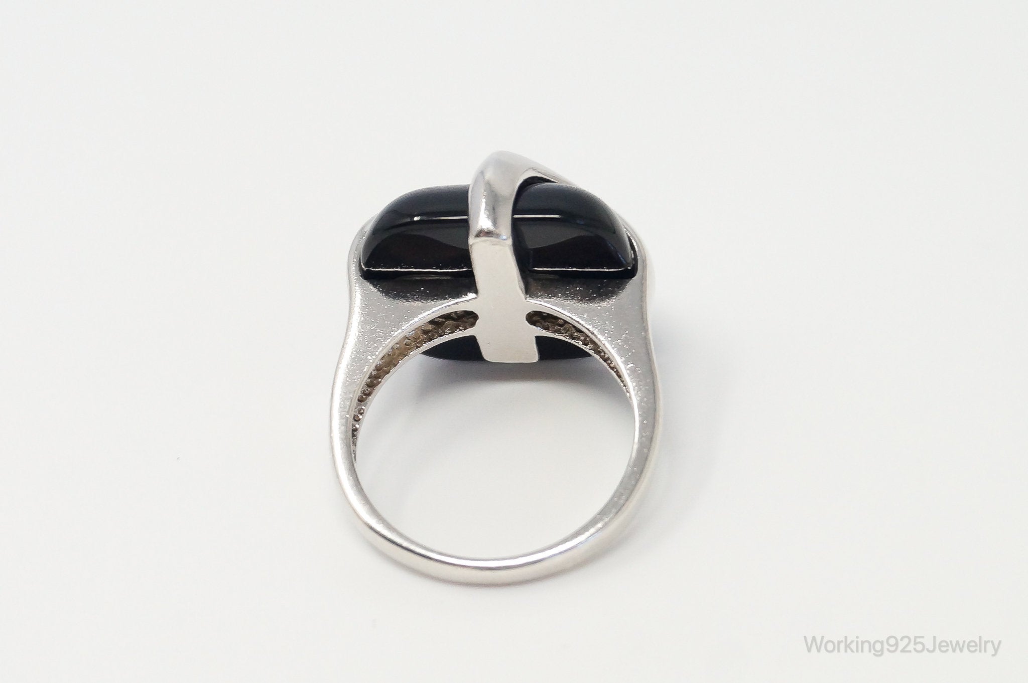 Vintage Designer FAS Black Onyx Sterling Silver Ring - Size 8.25