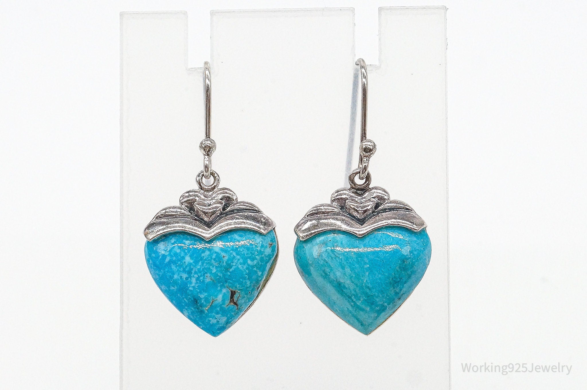 Designer SX Turquoise Hearts Sterling Silver Earrings