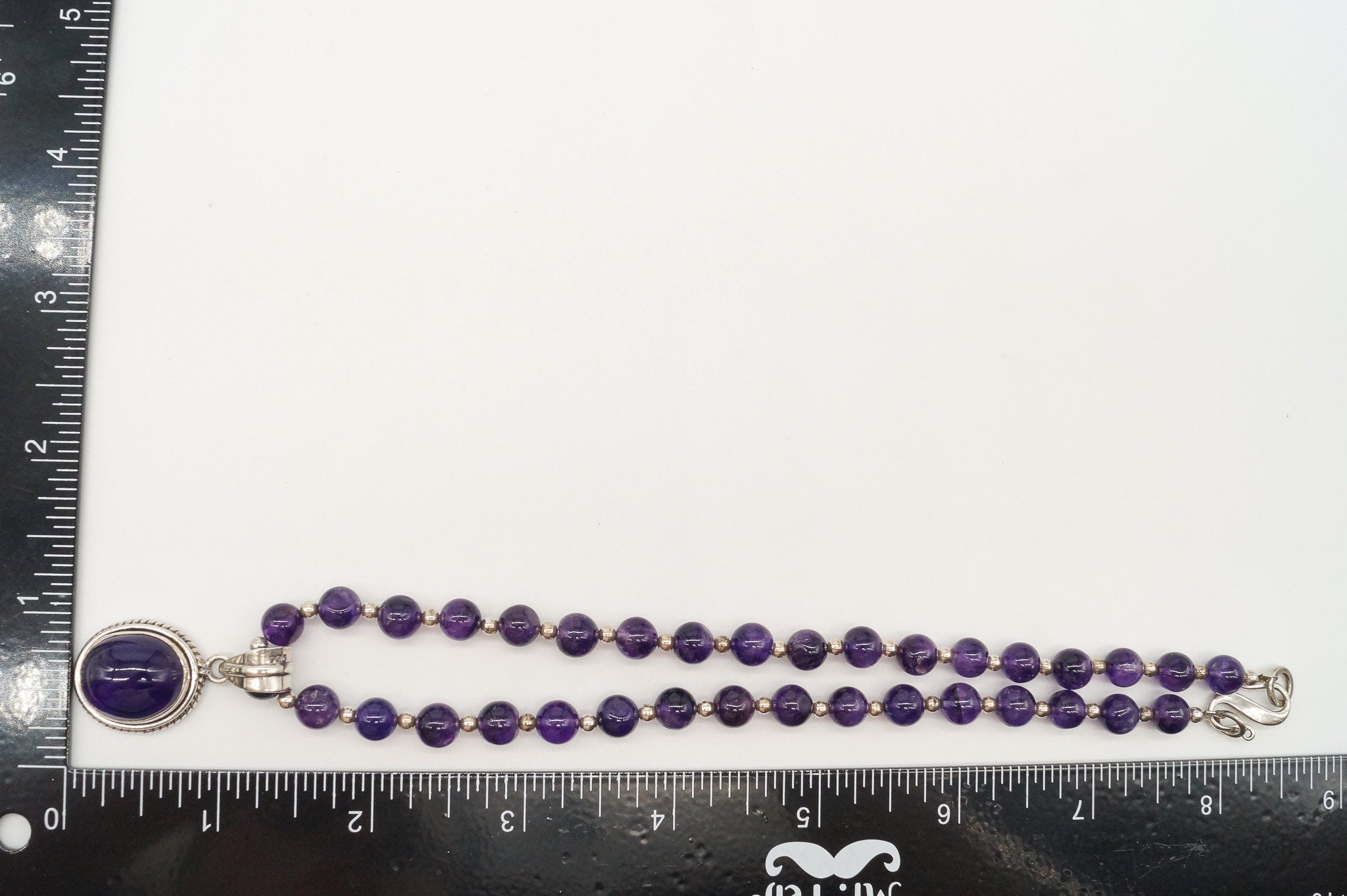 Vintage Amethyst Bead Sterling Silver Necklace