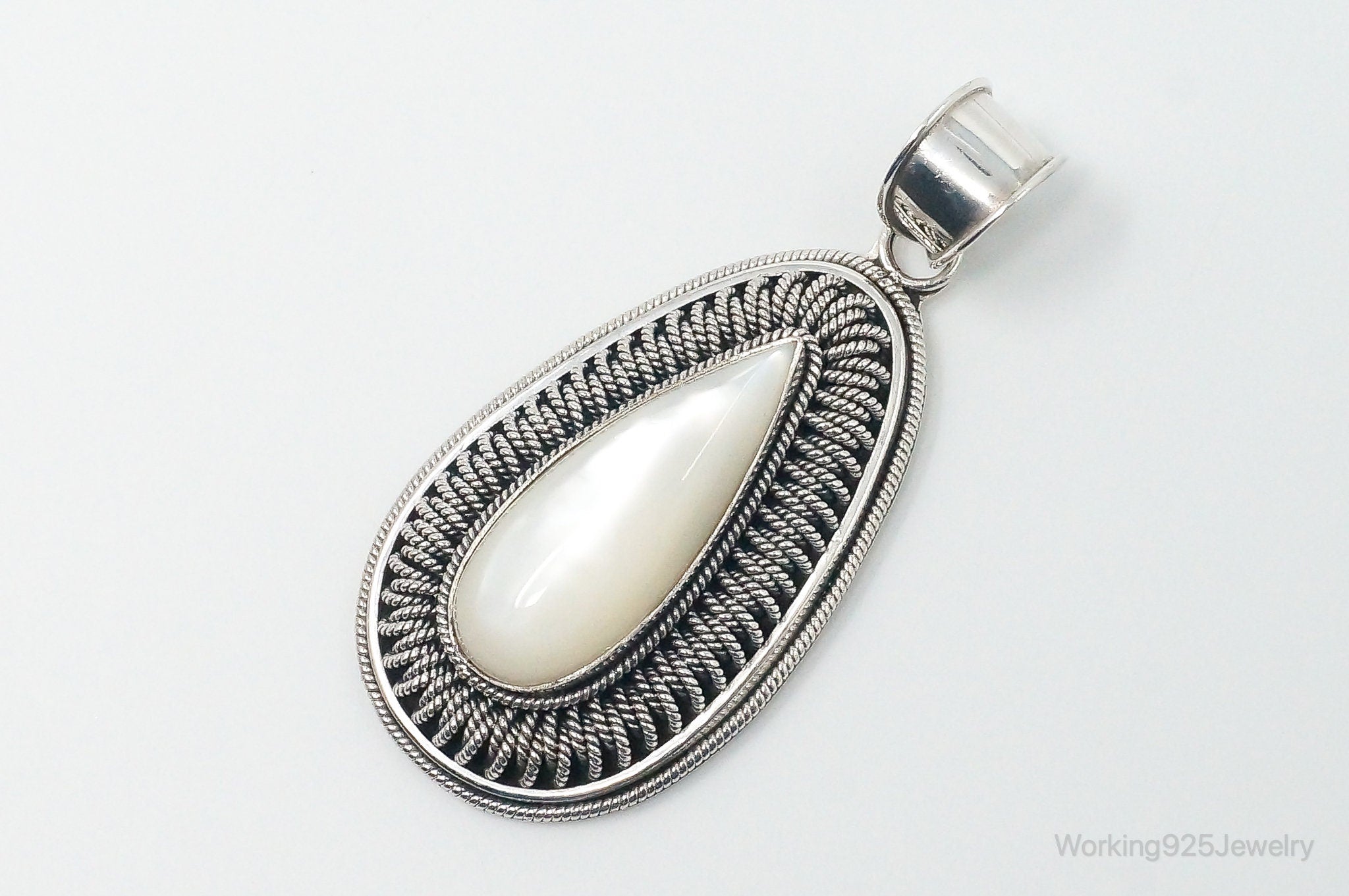 Designer BA Suarti Large Mother Of Pearl Sterling Silver Necklace Pendant