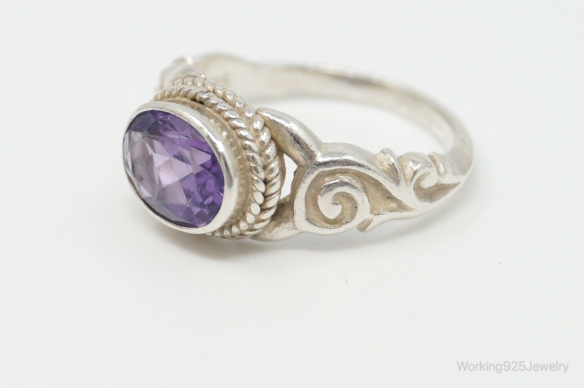 Vintage Amethyst Sterling Silver Ring Size 7