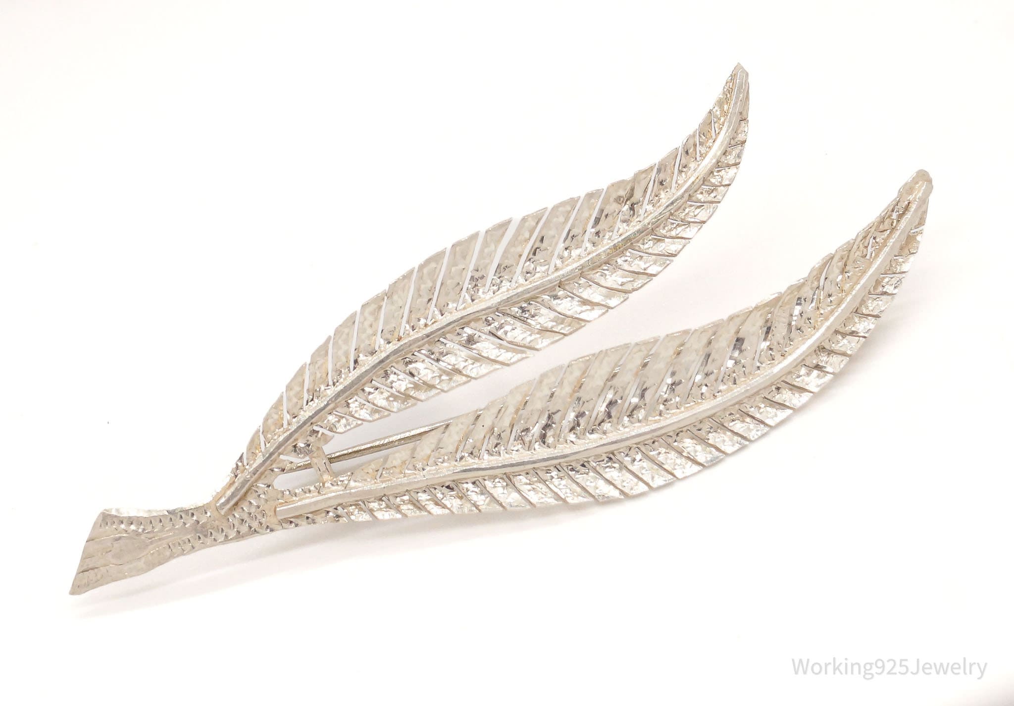 Antique Silver Floral Leaf Brooch Pin