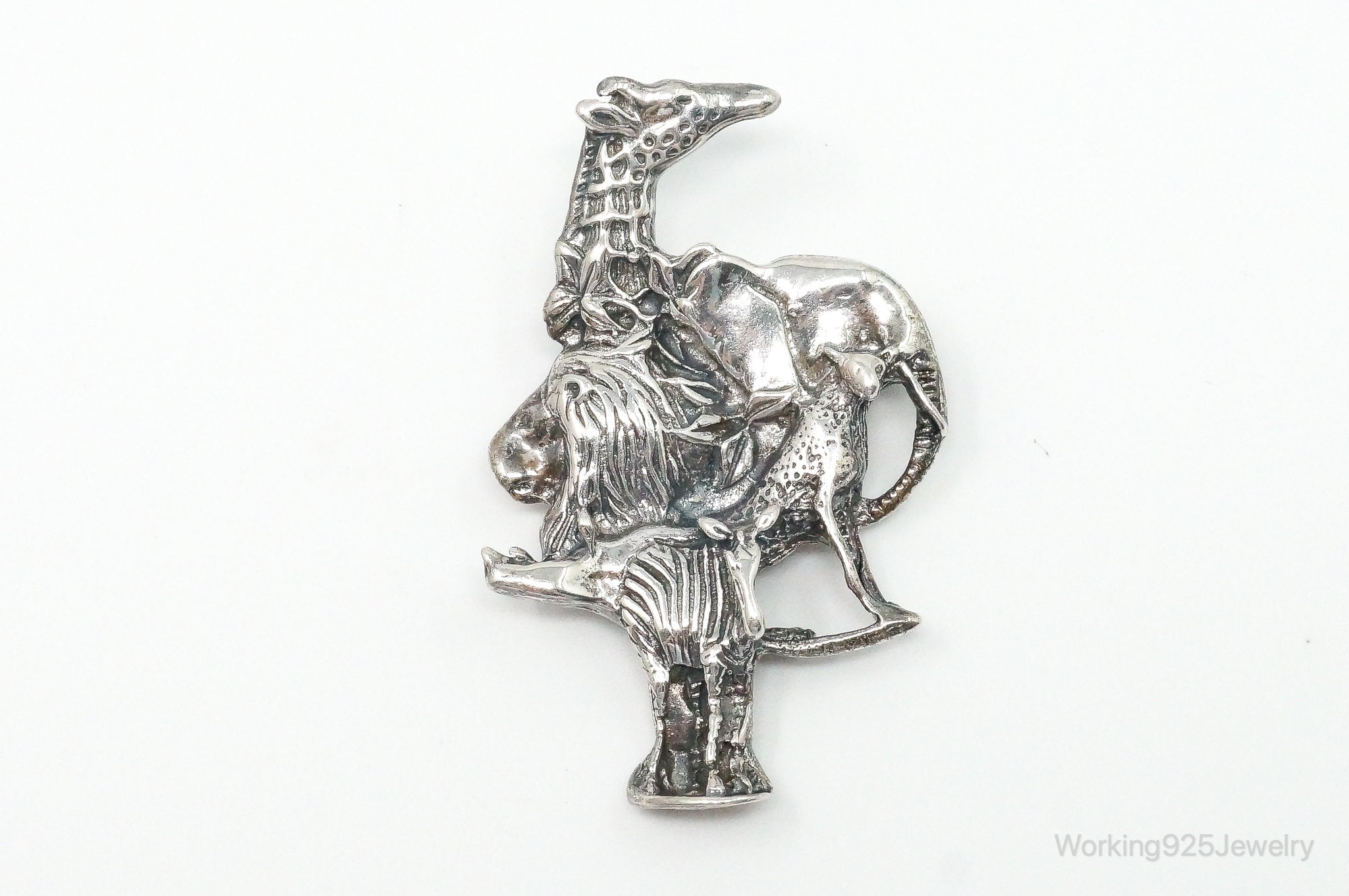 Large Vintage Mexico Animal Kingdom Sterling Silver Brooch Pin